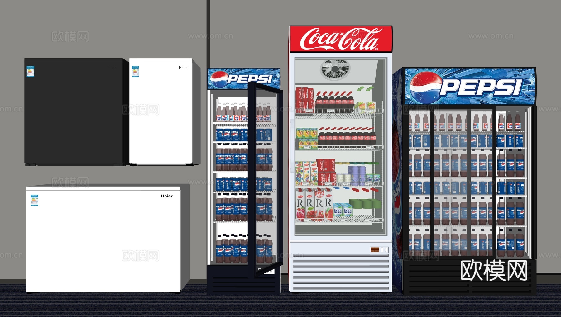 现代商用冰柜su模型