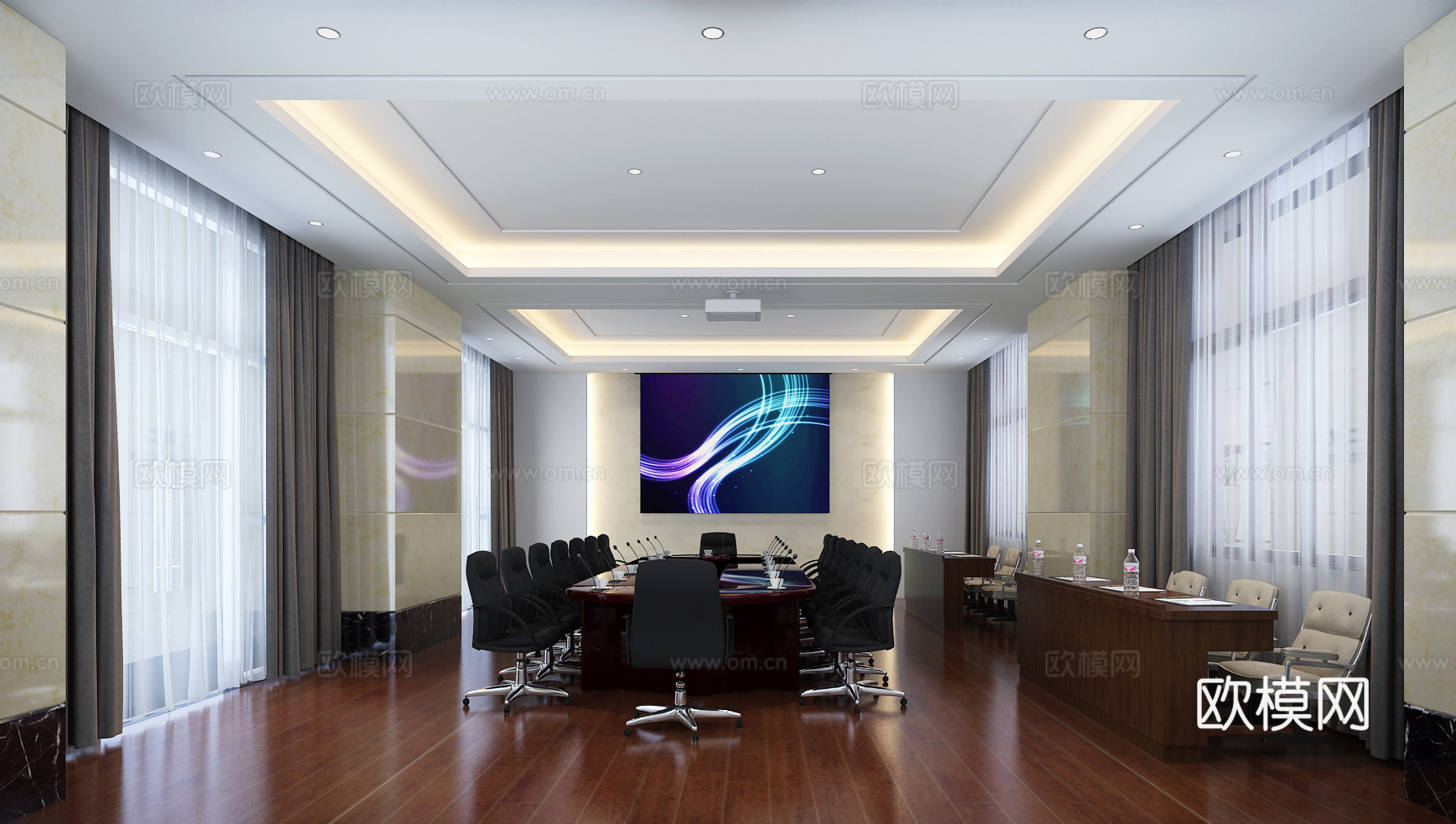 现代会议室3d模型下载（渲染图2）