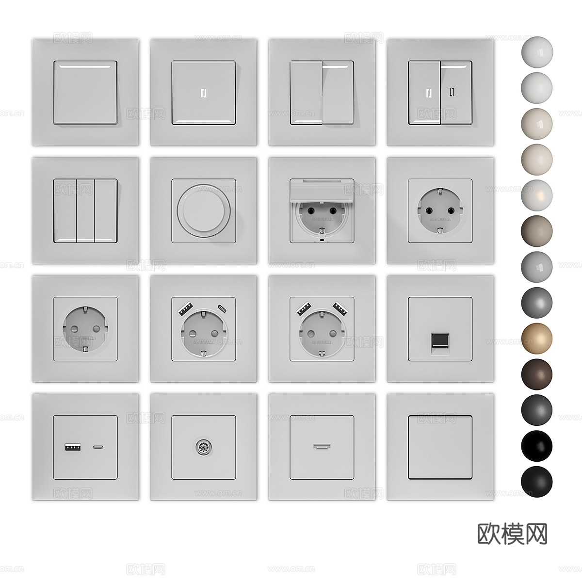 现代插座 开关 装饰开关3d模型