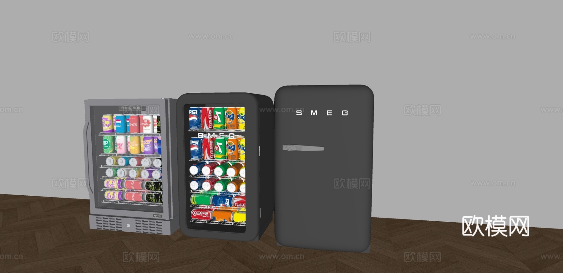 冷饮柜 饮料冷藏柜 迷你冰箱冰柜su模型下载（渲染图1）