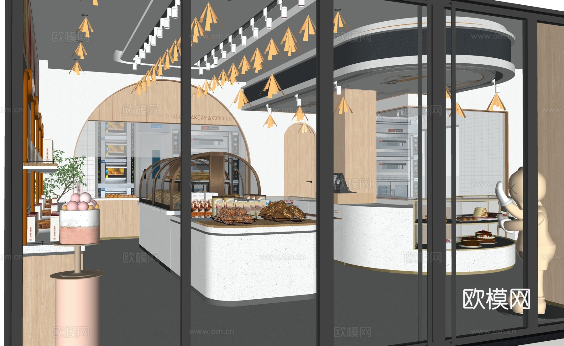 现代面包店铺su模型下载（渲染图1）