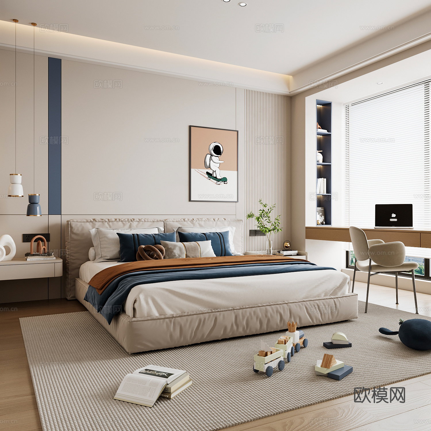 现代儿童房 男孩房 小孩房3d模型下载