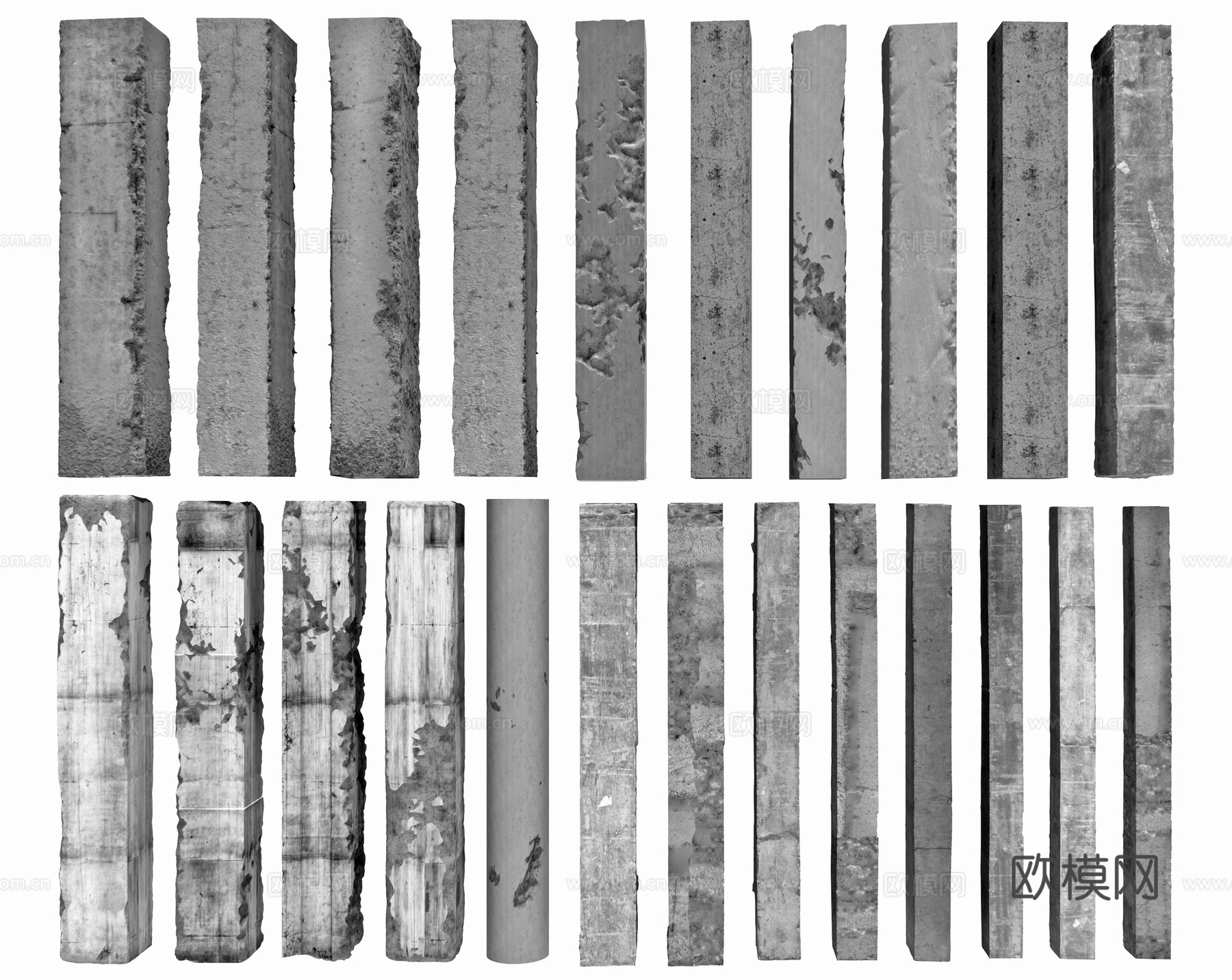 现代水泥柱子 混凝土柱子 石柱子su模型下载（渲染图2）