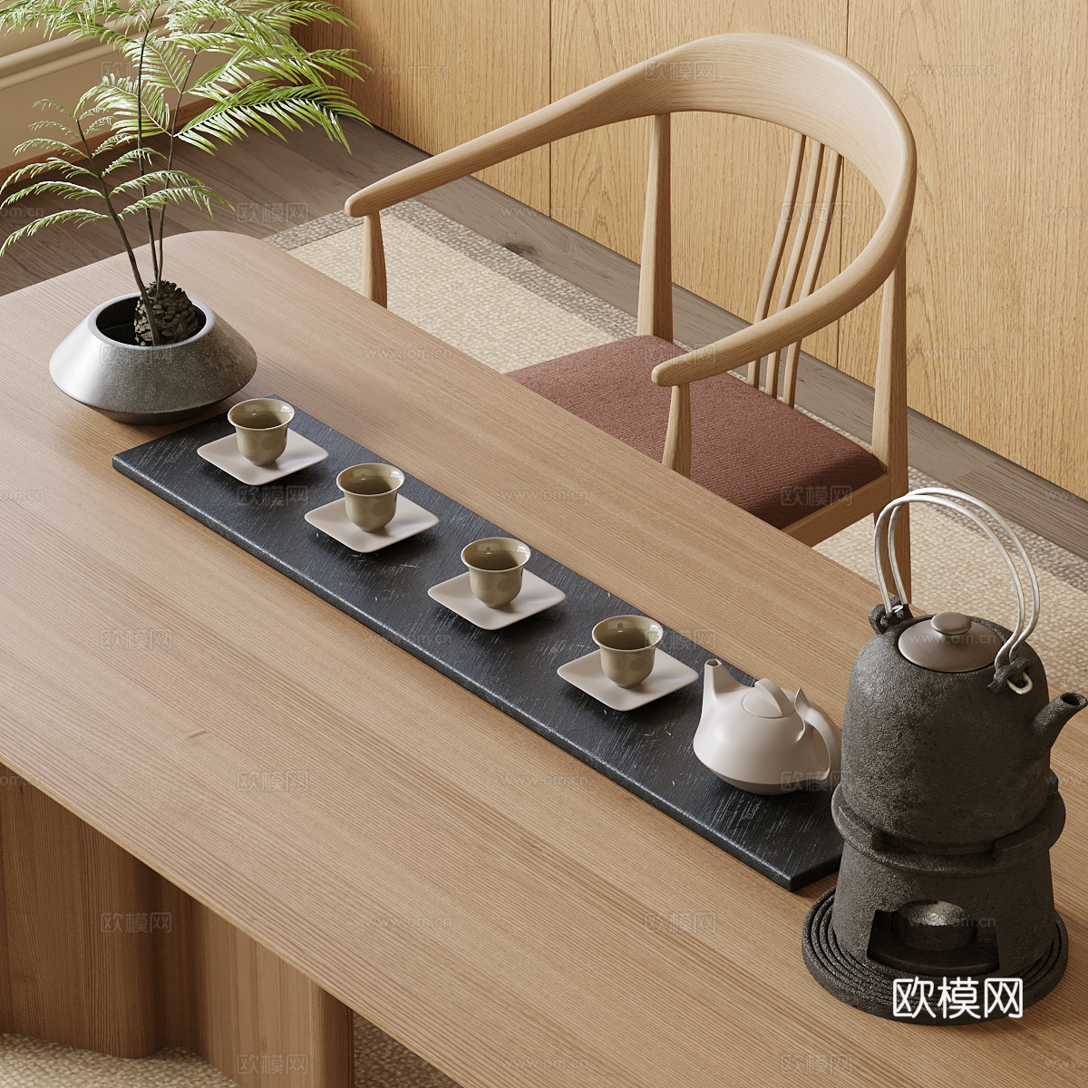 新中式茶具 茶杯 茶壶3d模型