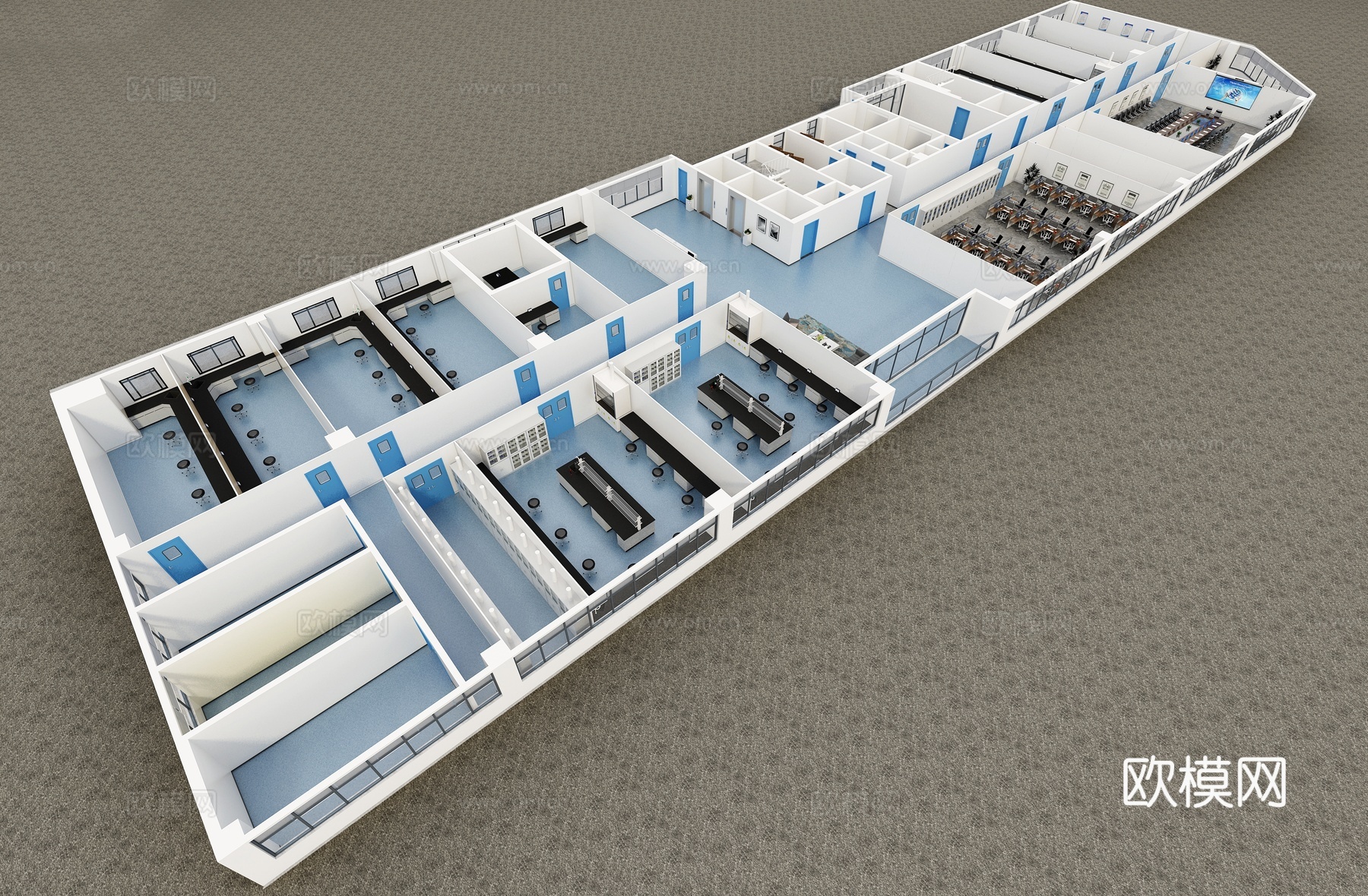 现代实验室鸟瞰图3d模型