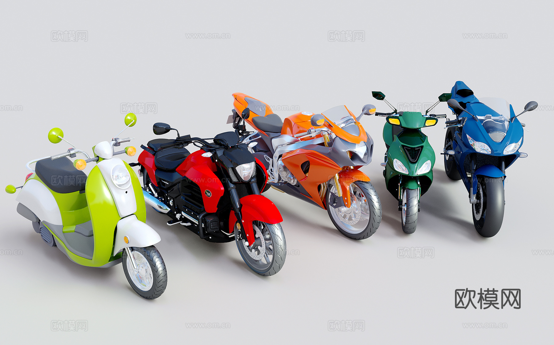 现代摩托车 赛车摩托 踏板摩托车 电瓶车3d模型下载