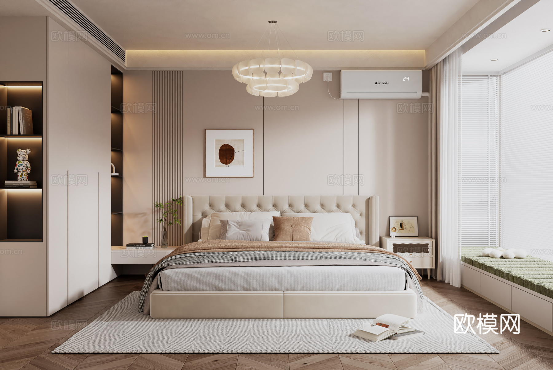 奶油风卧室 主卧su模型下载（渲染图2）