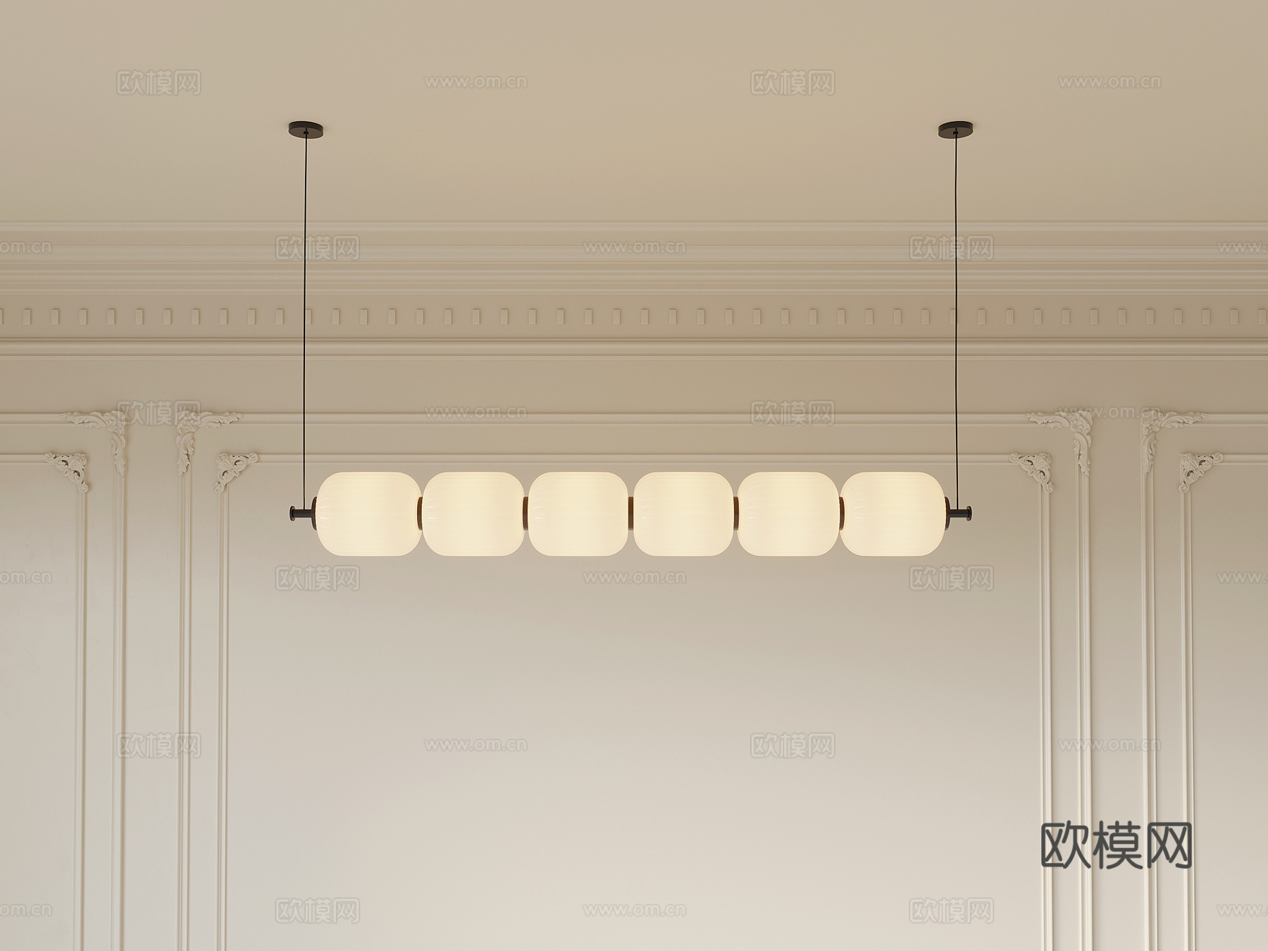奶油风吊灯 长形吊灯3d模型下载