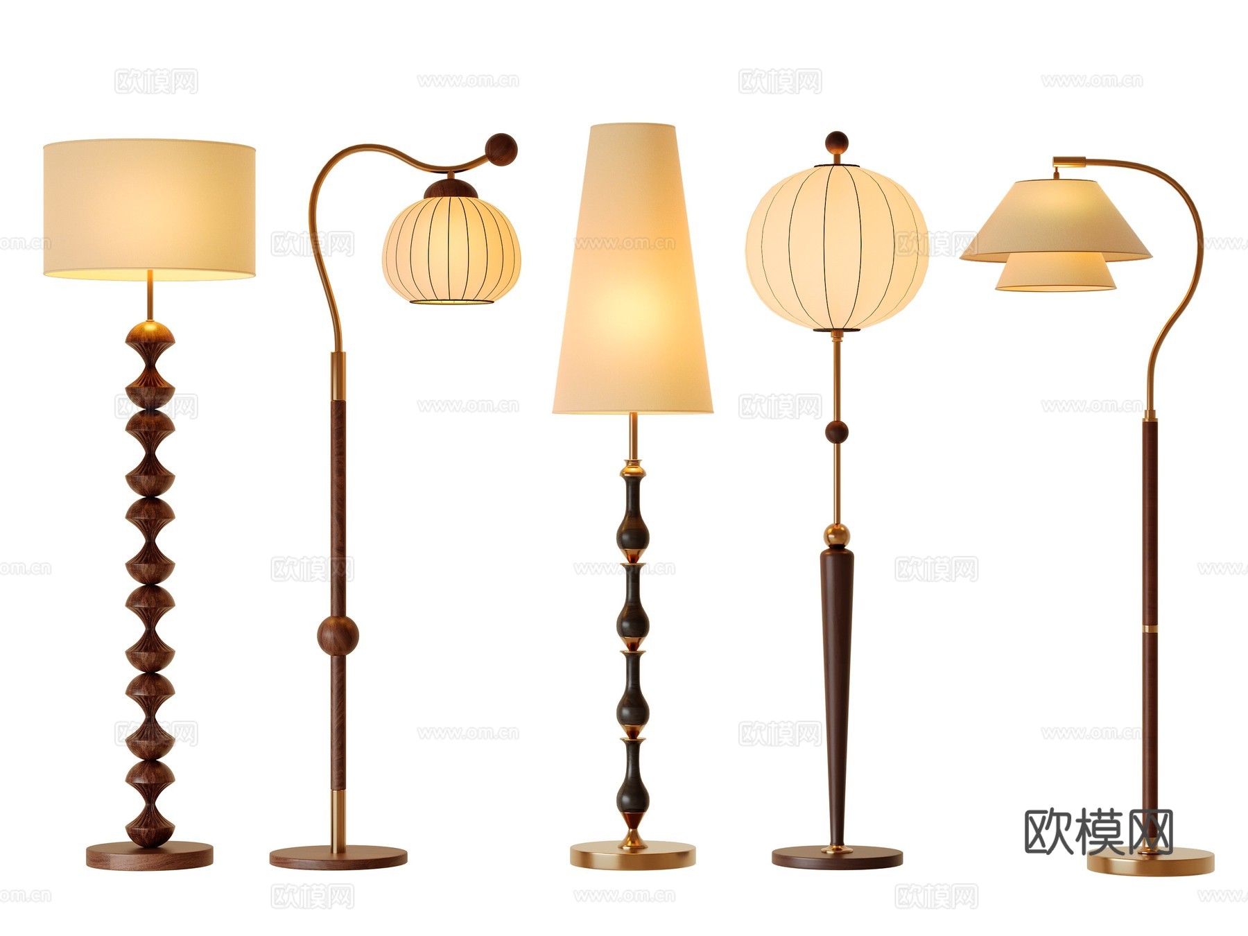 中古风落地灯3d模型下载