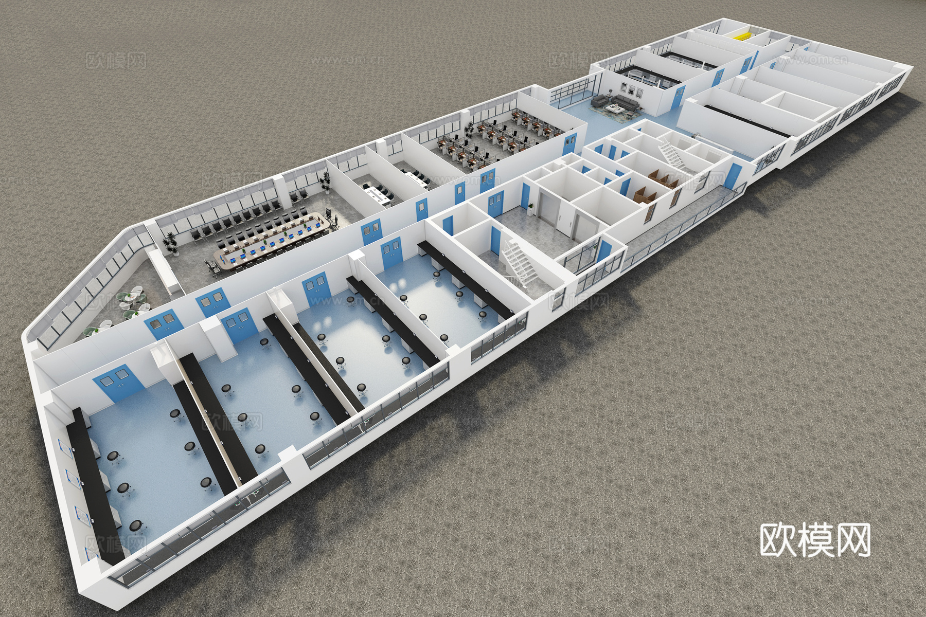 现代实验室鸟瞰图3d模型