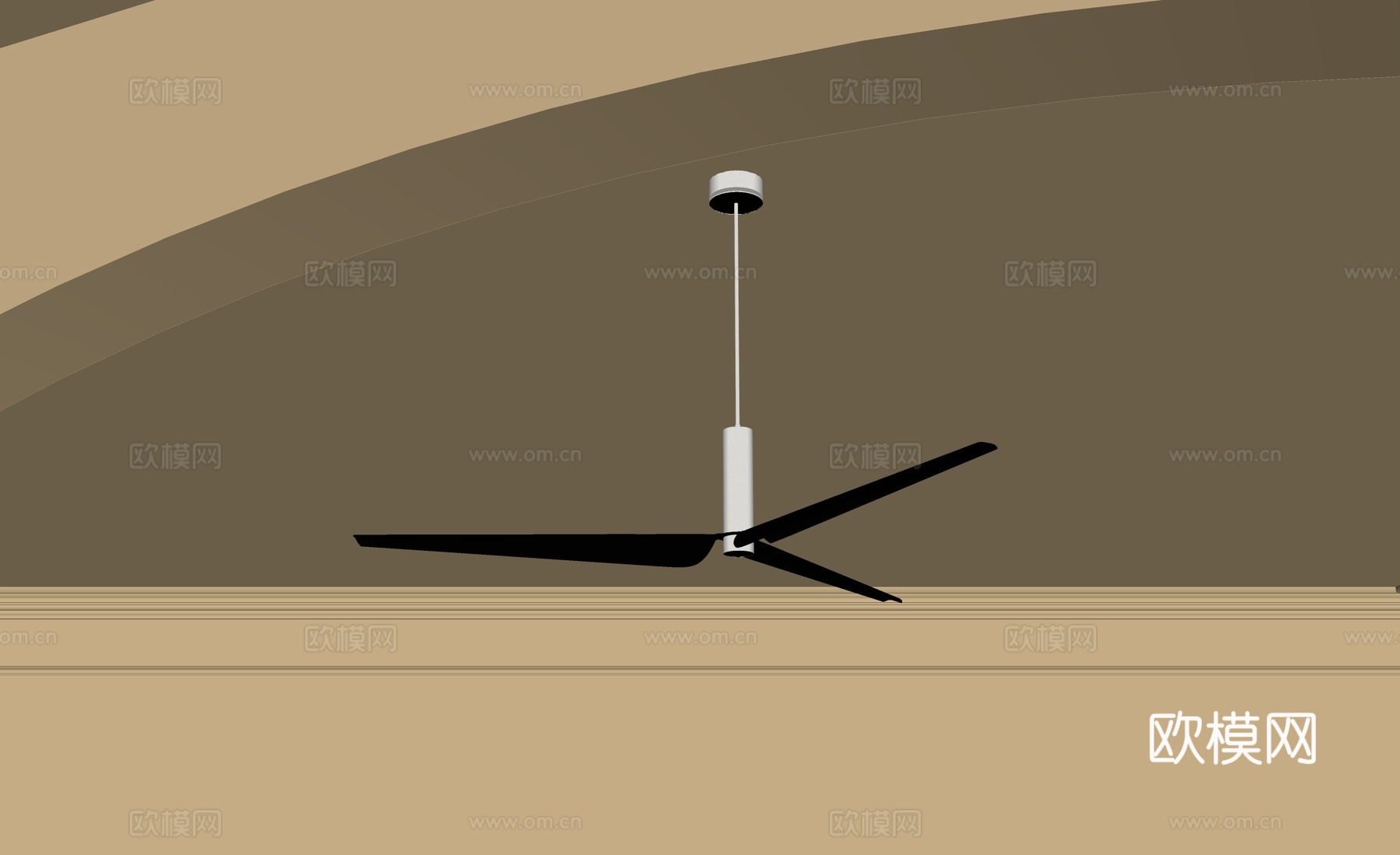 现代风扇吊灯su模型