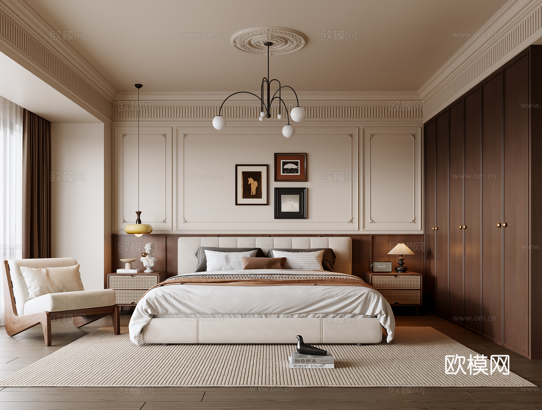 中古风卧室 主卧su模型下载（渲染图2）