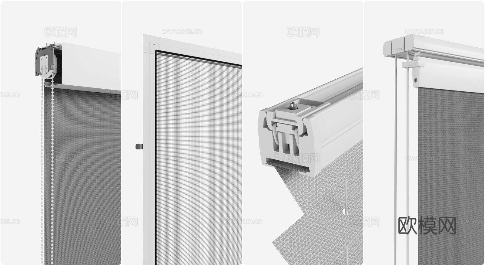 现代百叶帘 卷帘 纱帘 窗帘 蚊帐 罗马帘3d模型