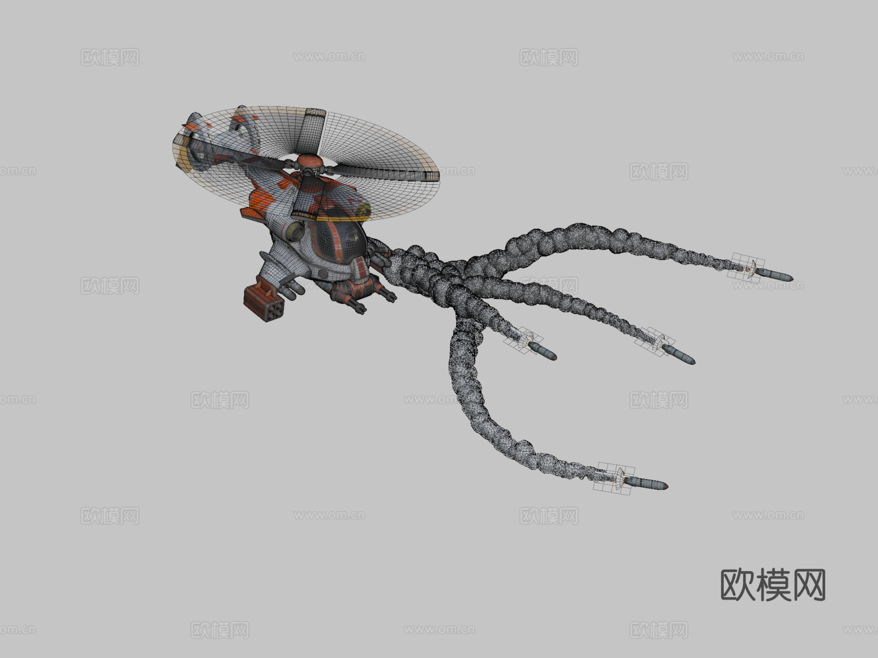 战斗型直升机su模型下载（渲染图1）