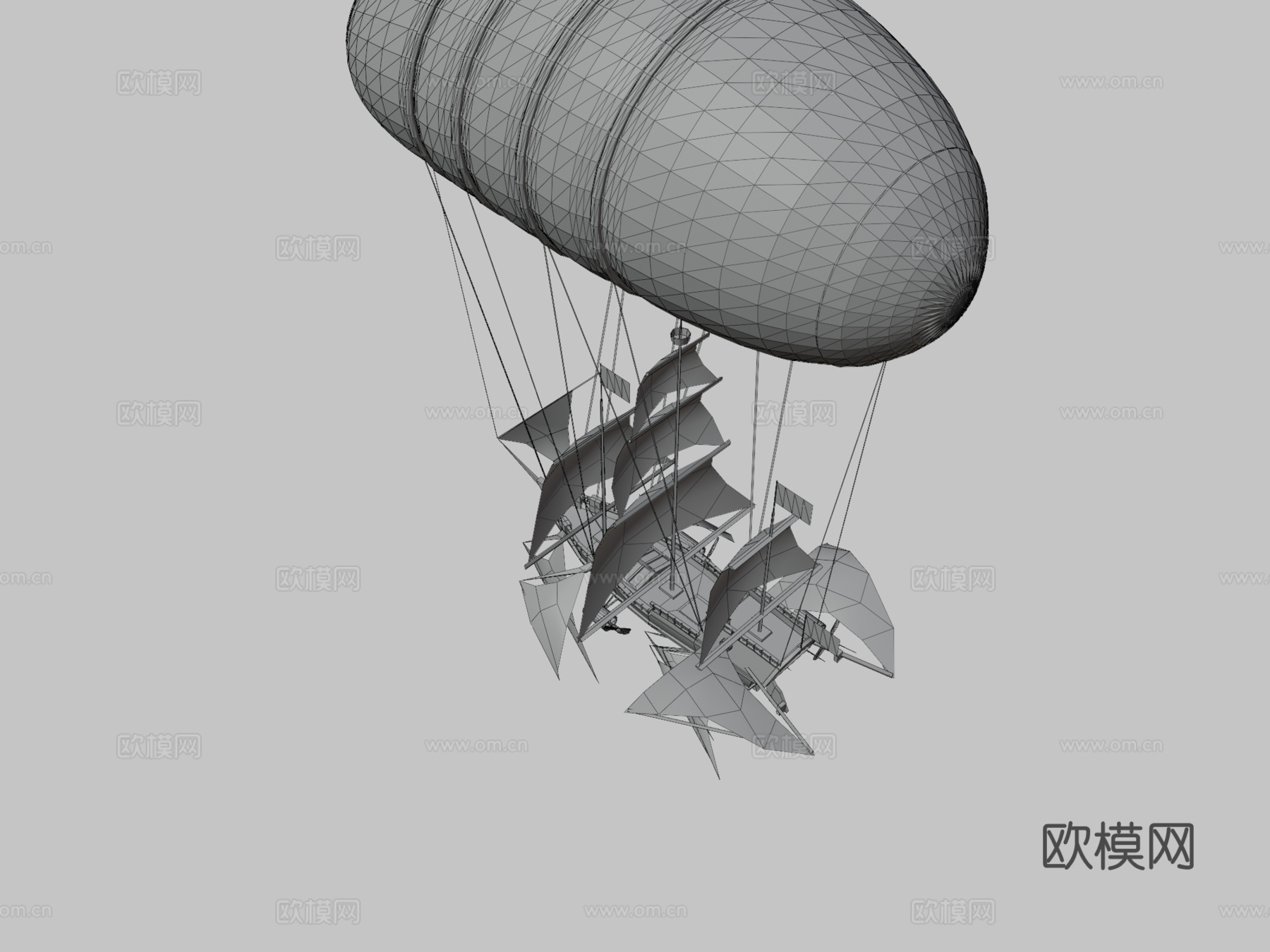 空中飞艇su模型