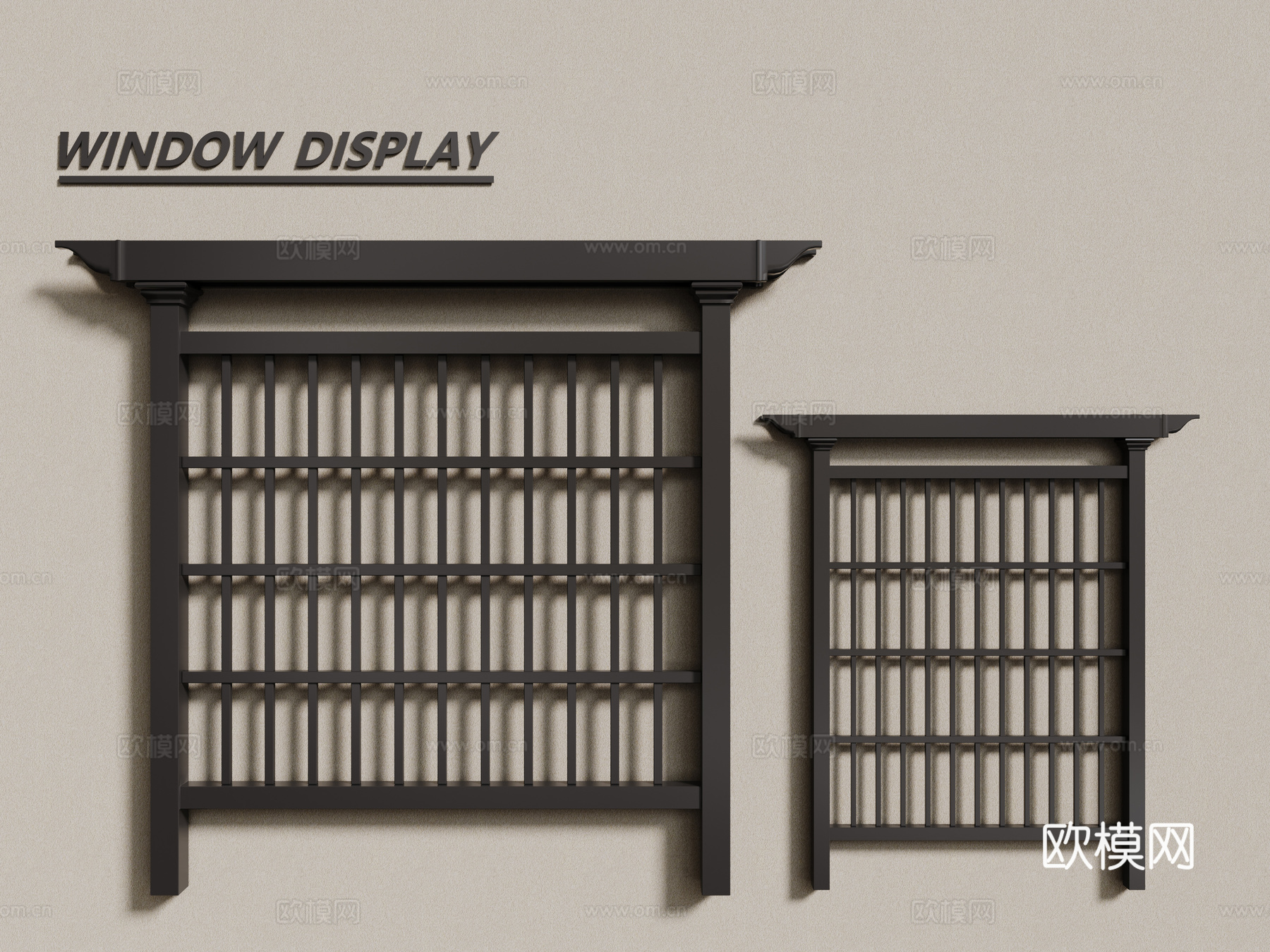 新中式窗户 平开窗 木制窗户3d模型