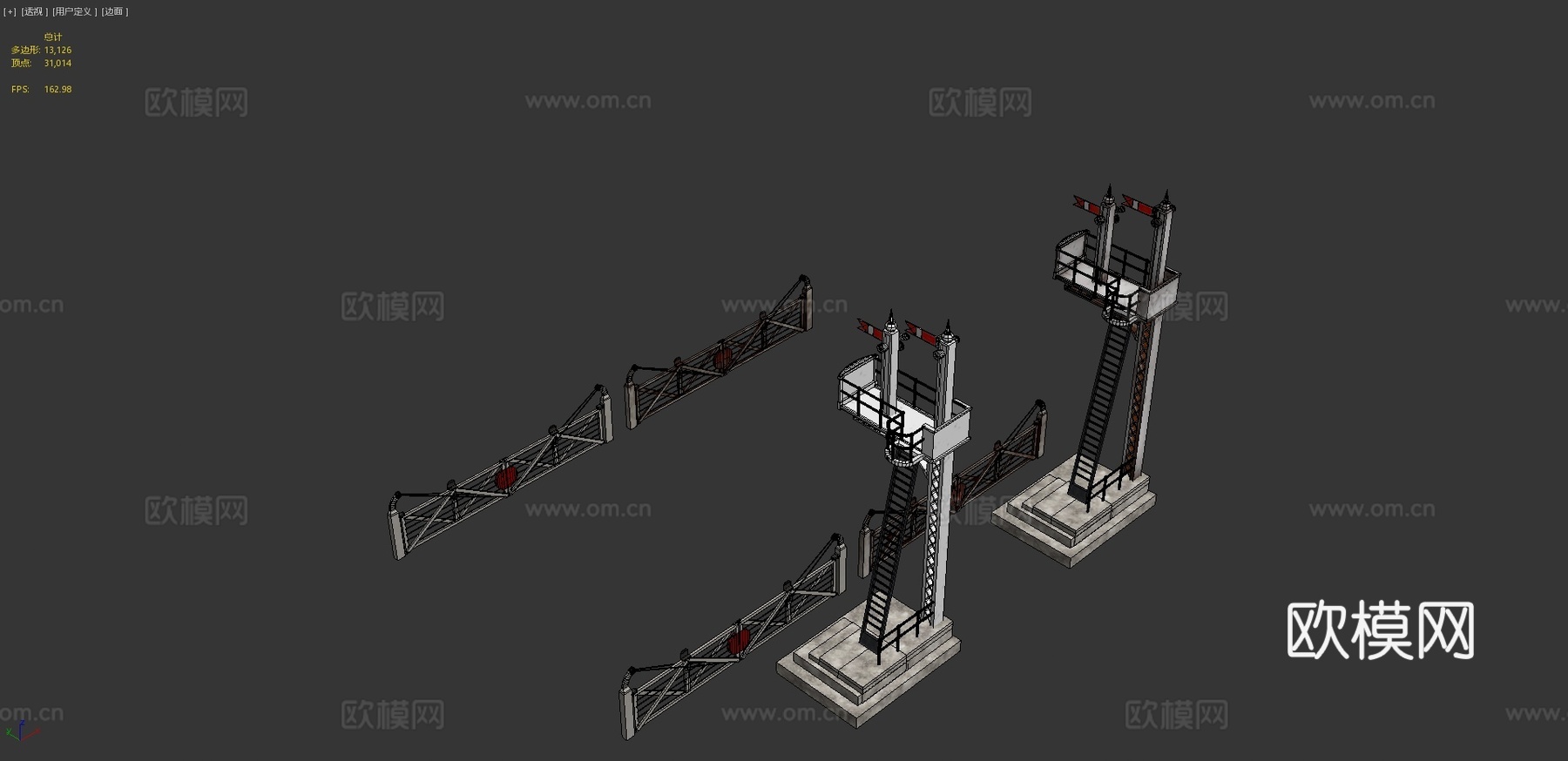 火车轨道 铁路信号箱su模型