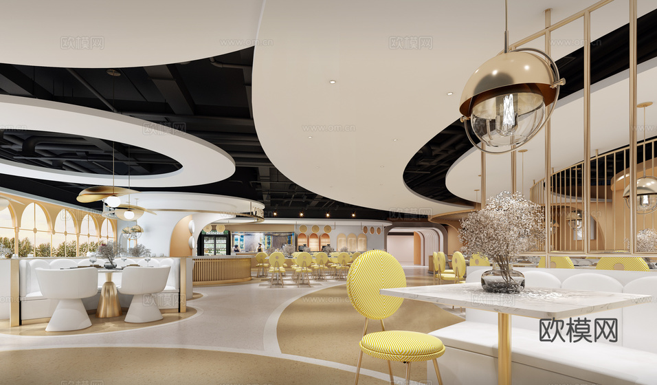 現代主題餐廳 自助餐廳3d模型下載(渲染圖5)