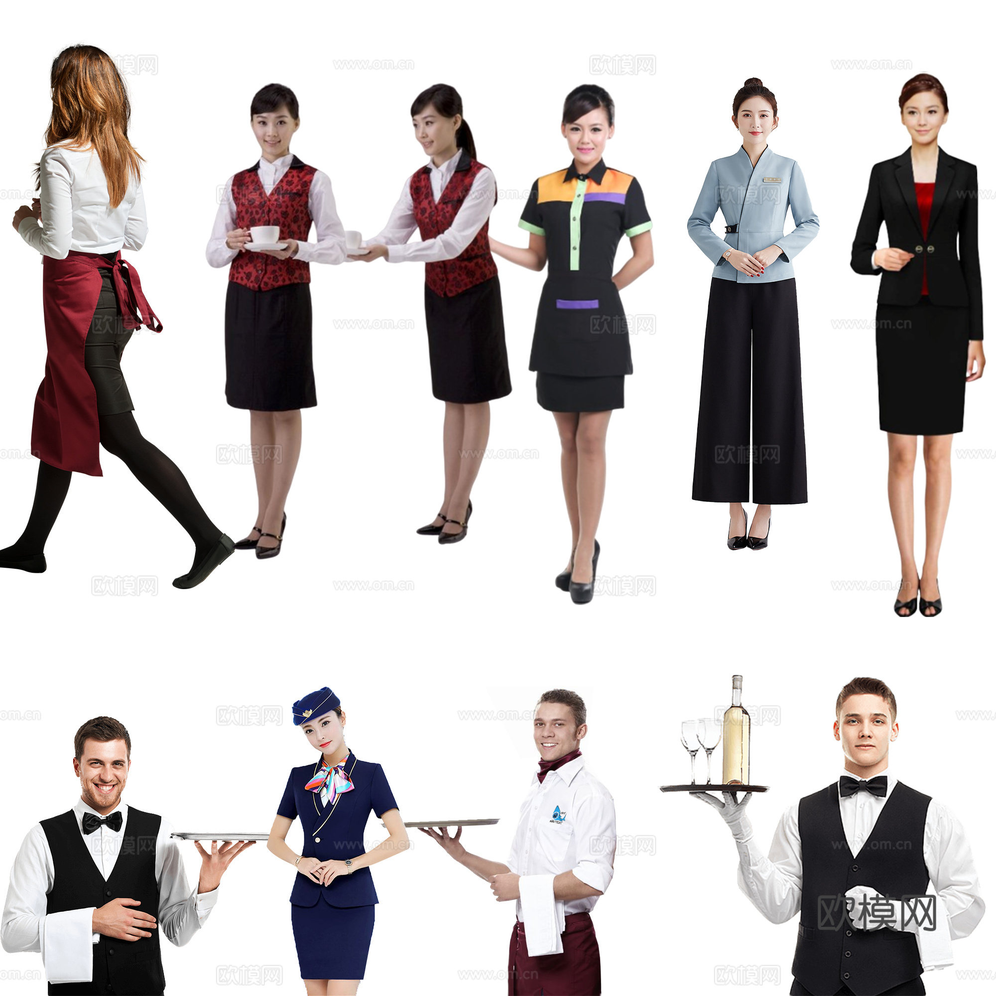 免抠人物素材 高清免抠 psd免抠 气质服务员 酒店服务员下载