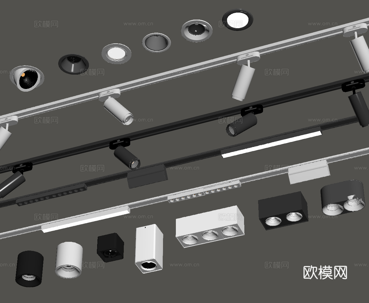 射灯 筒灯 牛眼灯 轨道射灯su模型