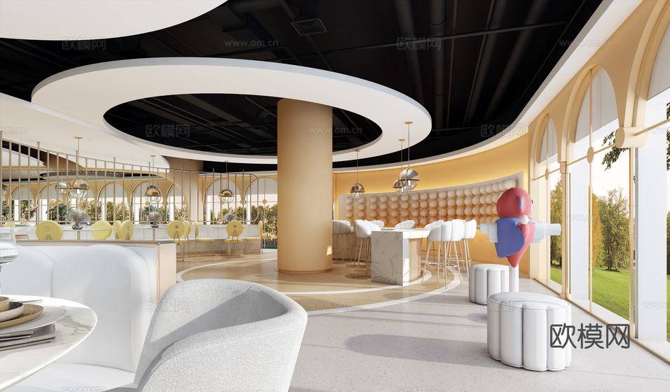 現代主題餐廳 自助餐廳3d模型下載(渲染圖6)