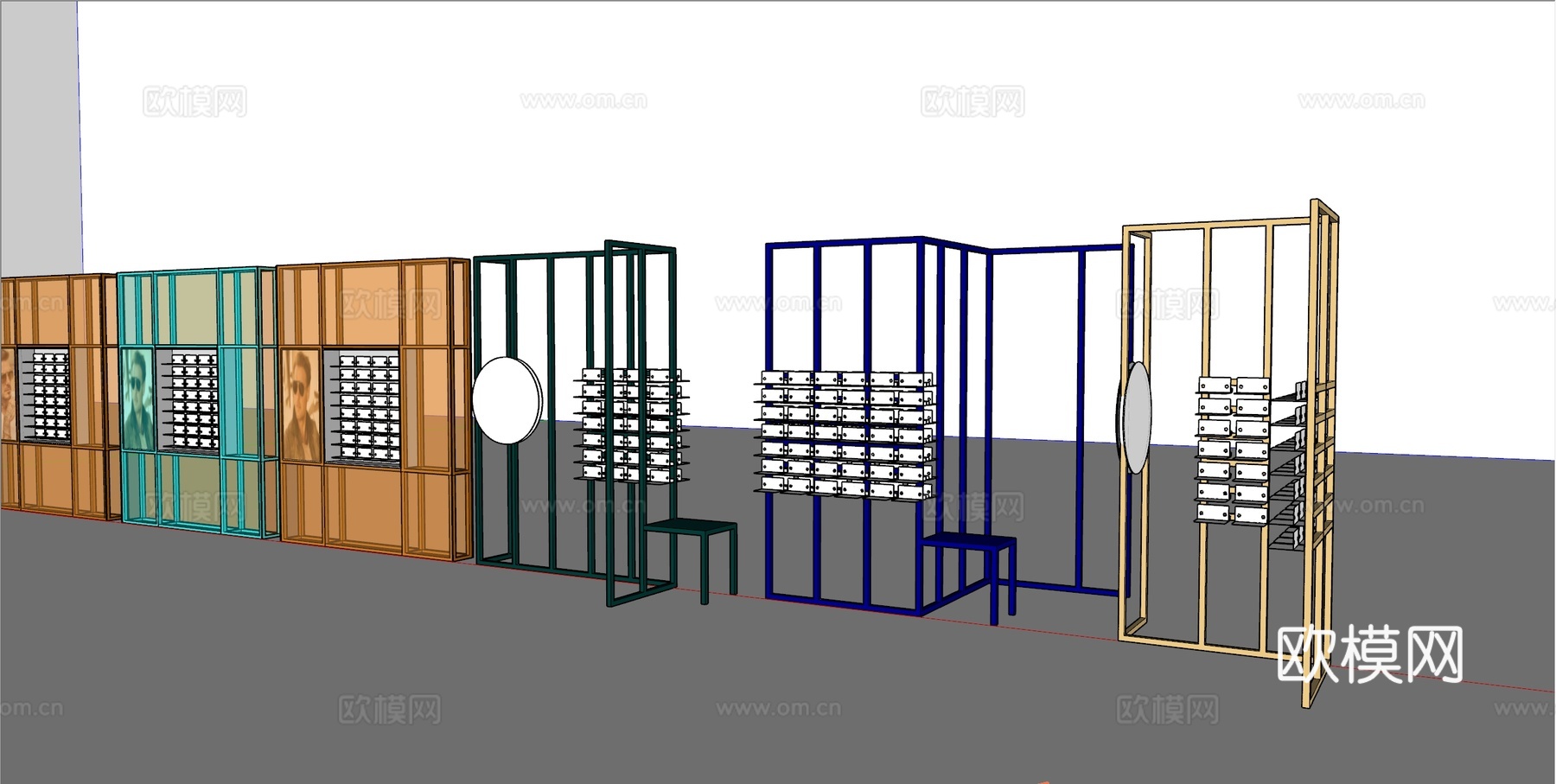 眼镜店 柜台su模型