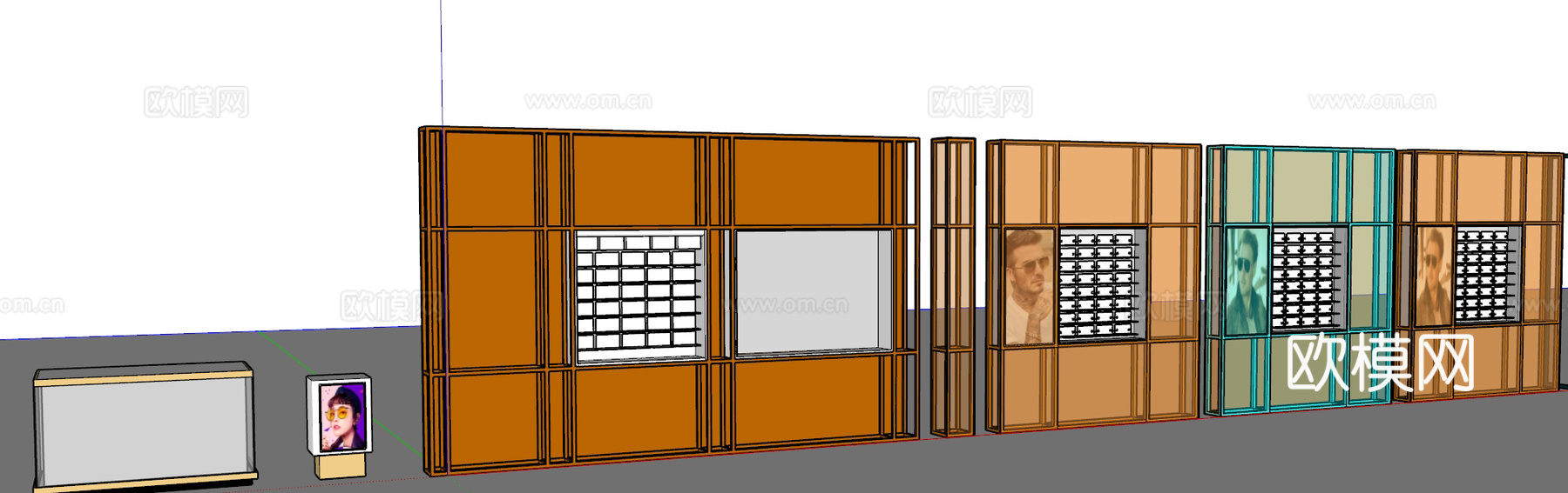 眼镜店 柜台su模型