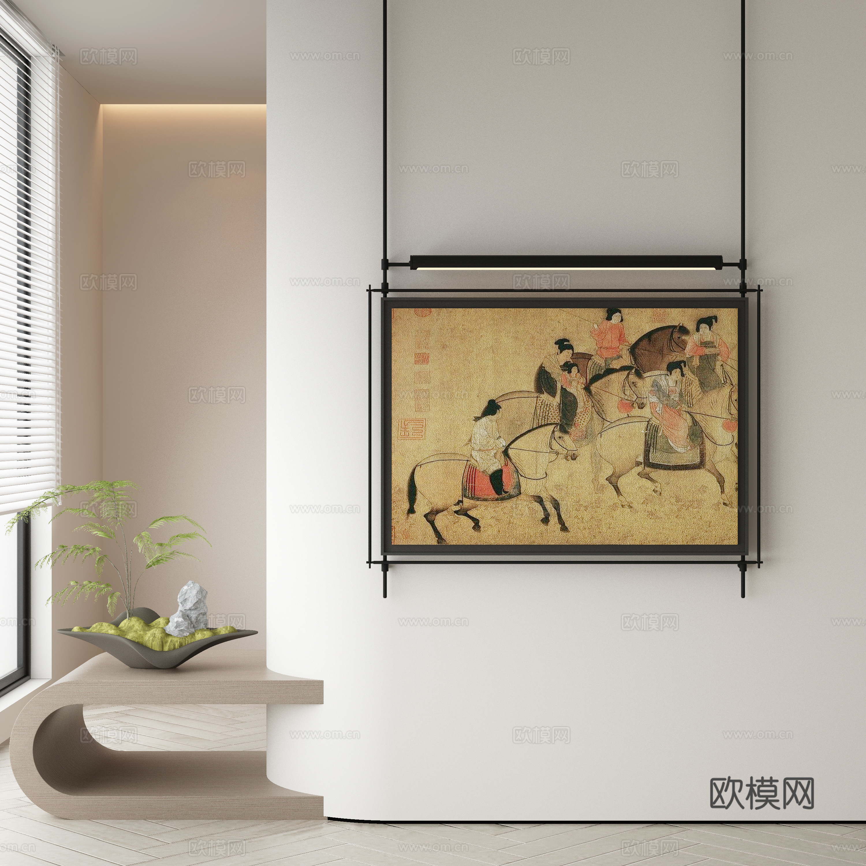 新中式装饰画 人物画 挂画3d模型