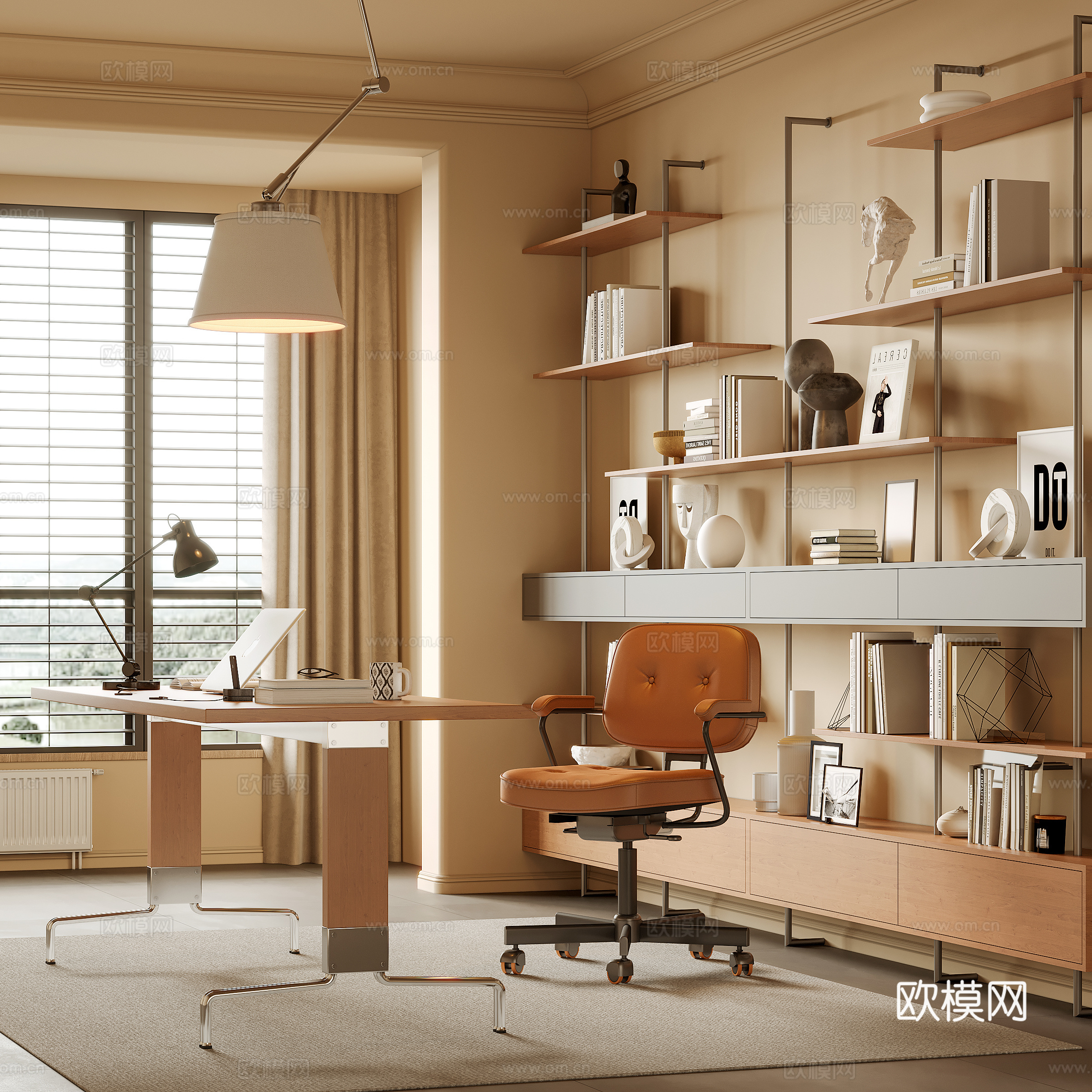 中古风书房3d模型下载