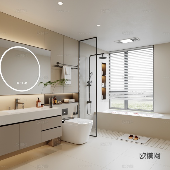 现代卫生间 浴室3d模型下载