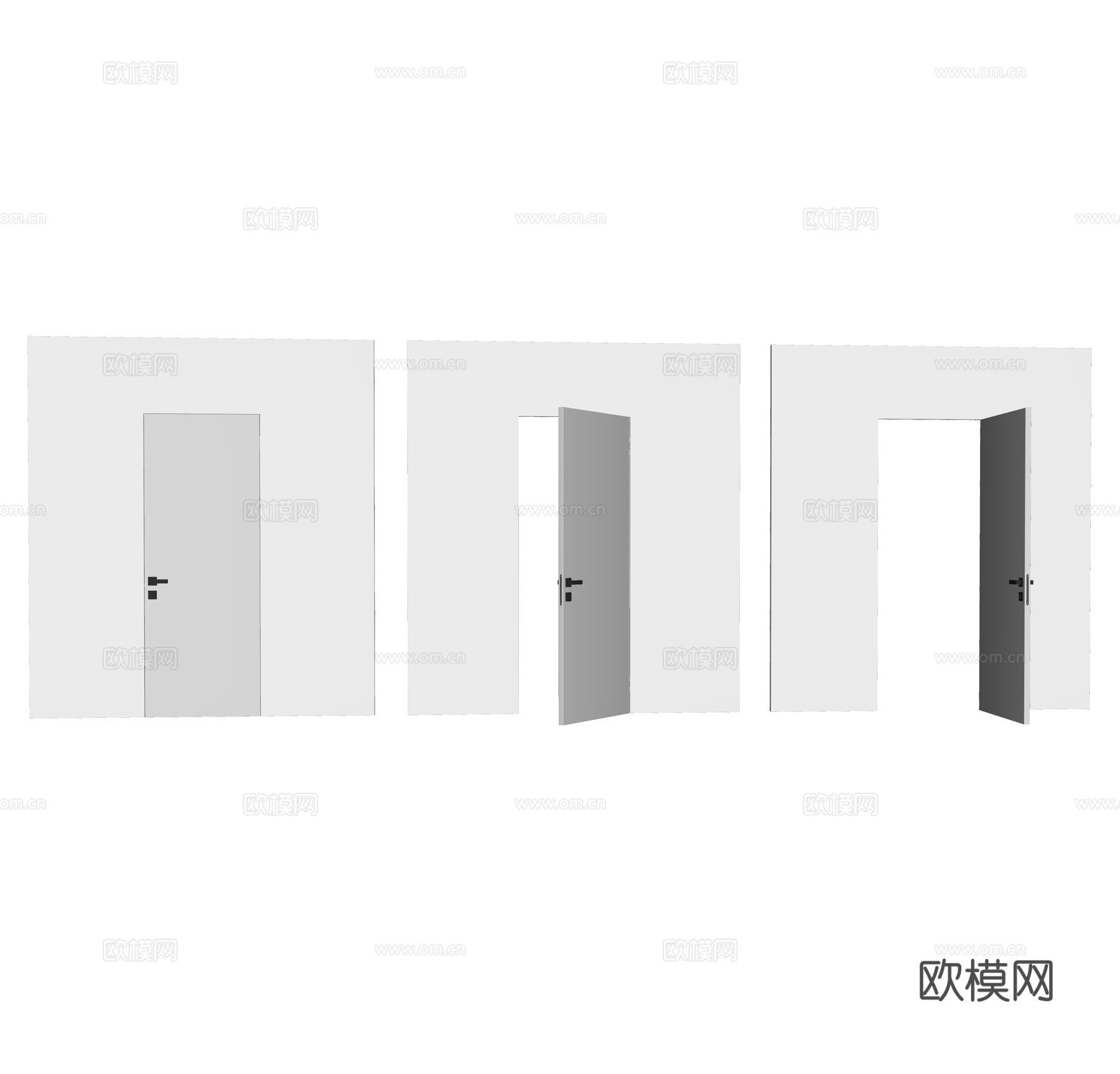 现代极简隐形门su模型