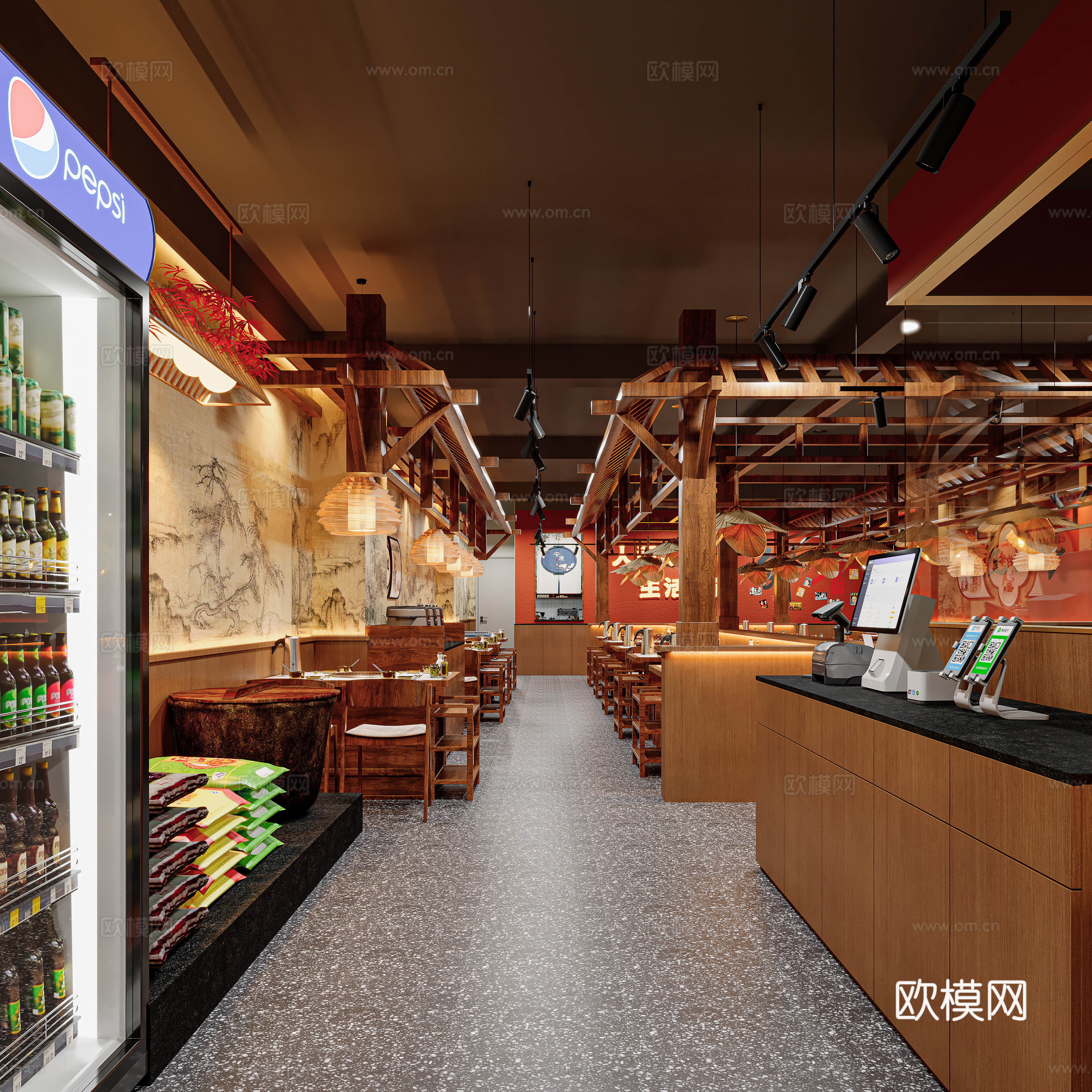 新中式火锅店 火锅餐厅3d模型