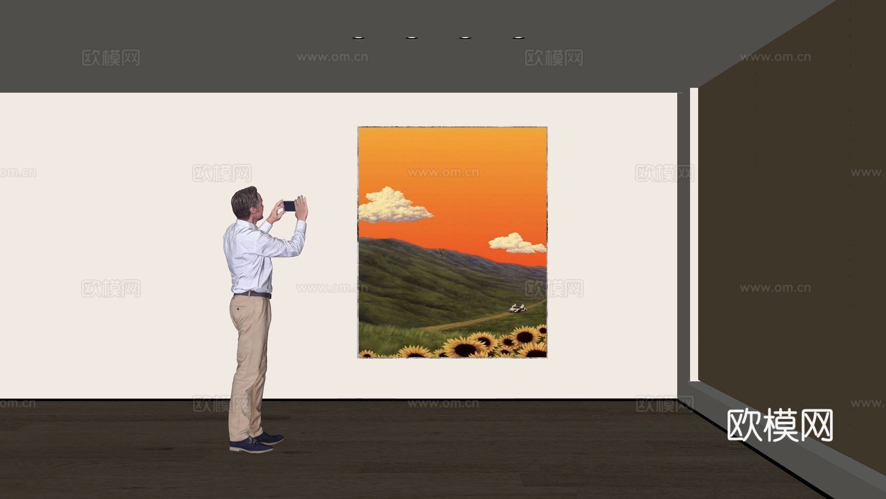 现代装饰画su模型下载（渲染图1）