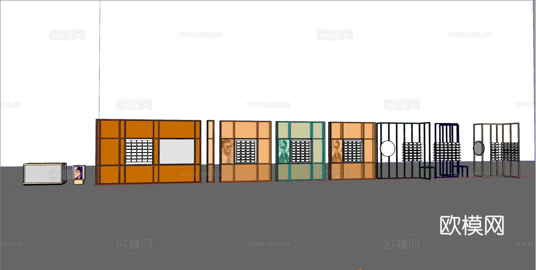 眼镜店 柜台su模型