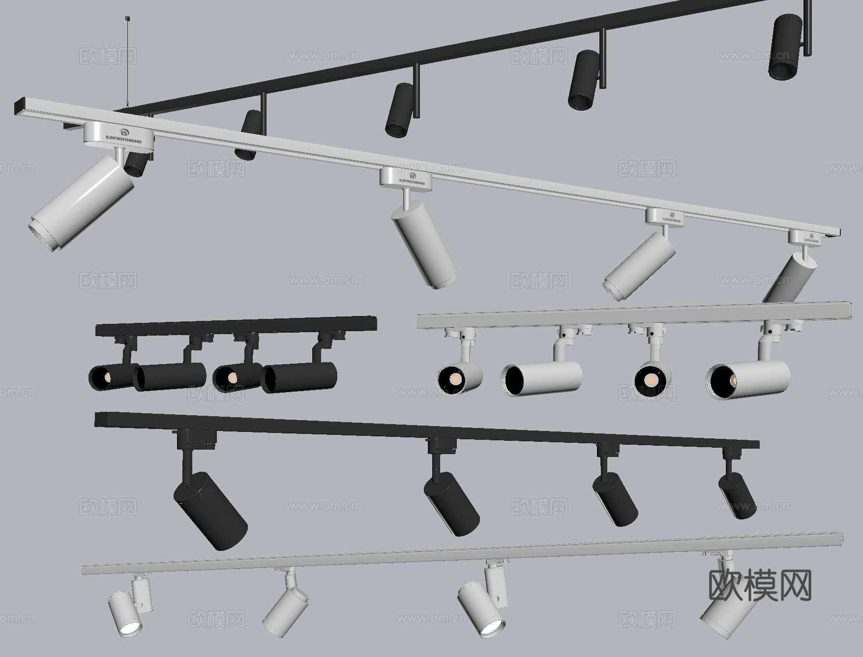 现代射灯 筒灯射灯 轨道射灯 明装射灯su模型