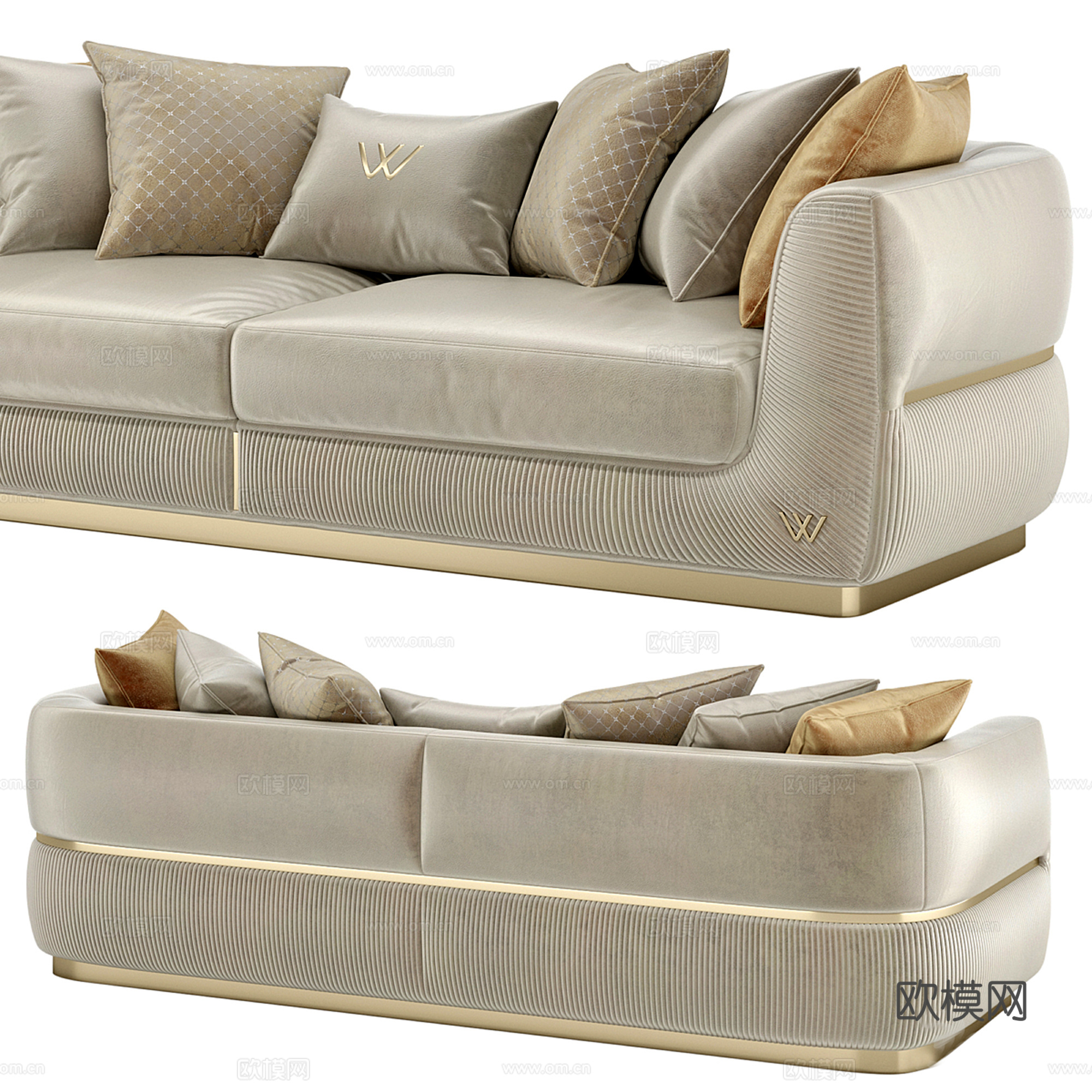 轻奢多人沙发su模型下载（渲染图4）