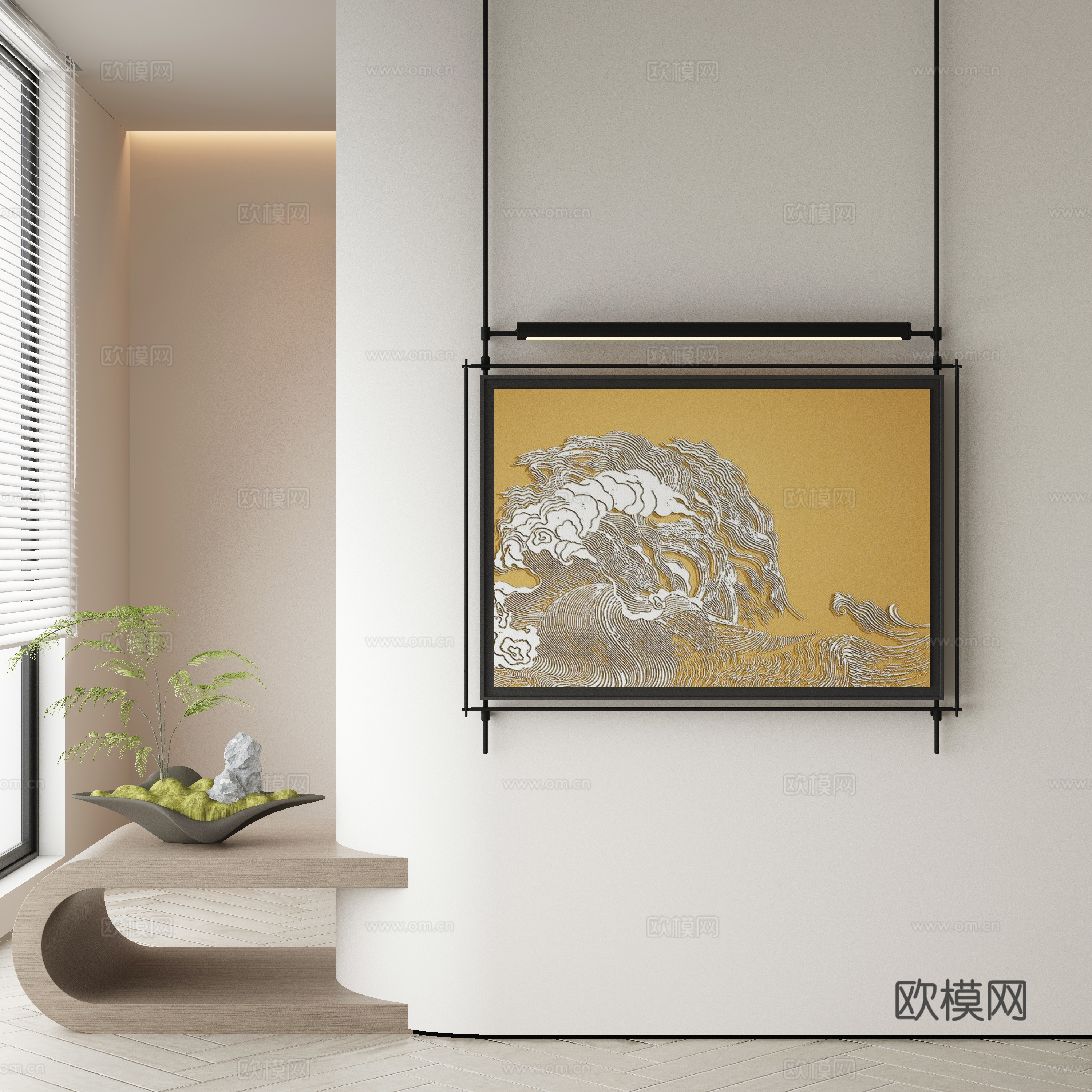 新中式装饰画 肌理画 挂画3d模型