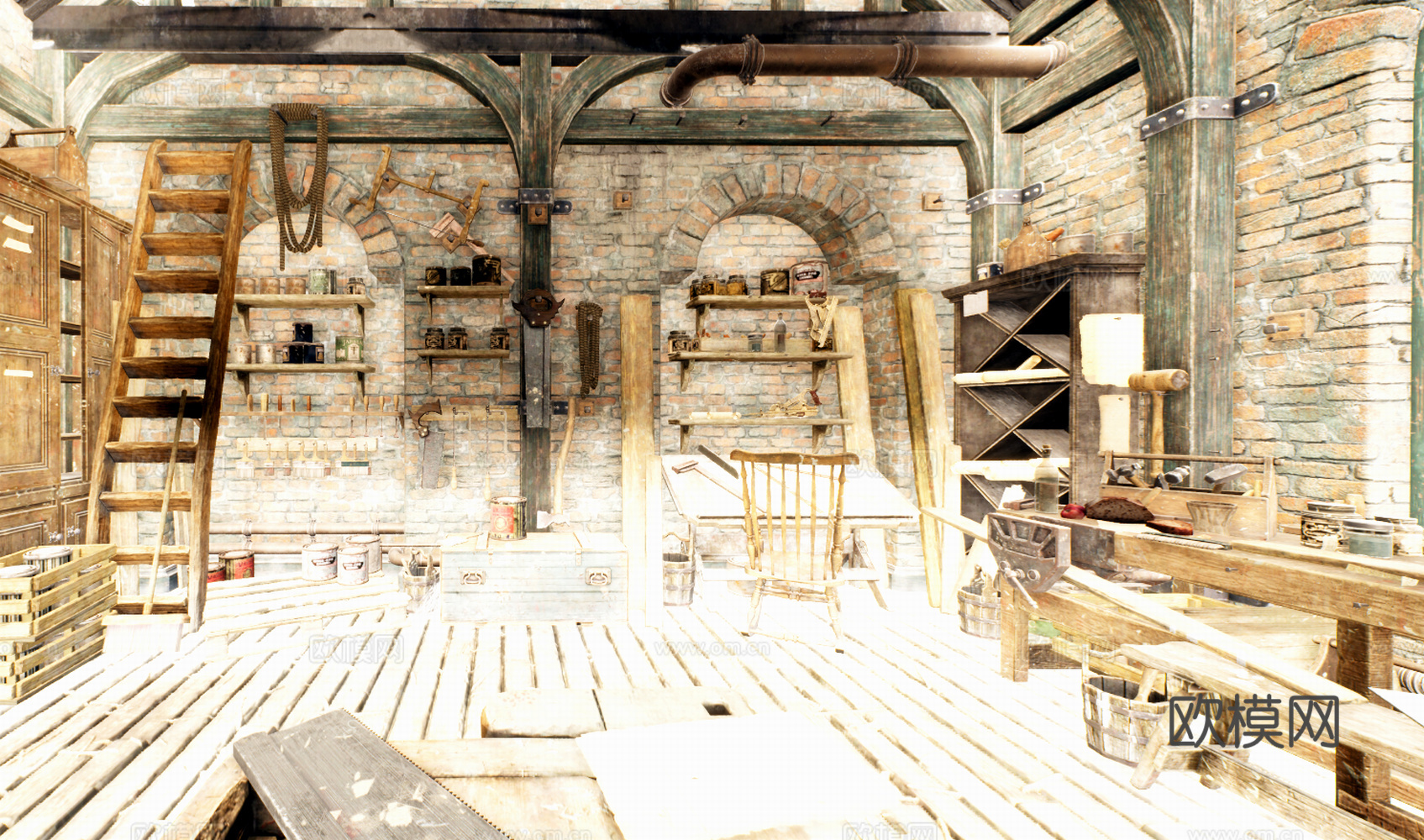 欧式工具间3d模型下载（渲染图2）