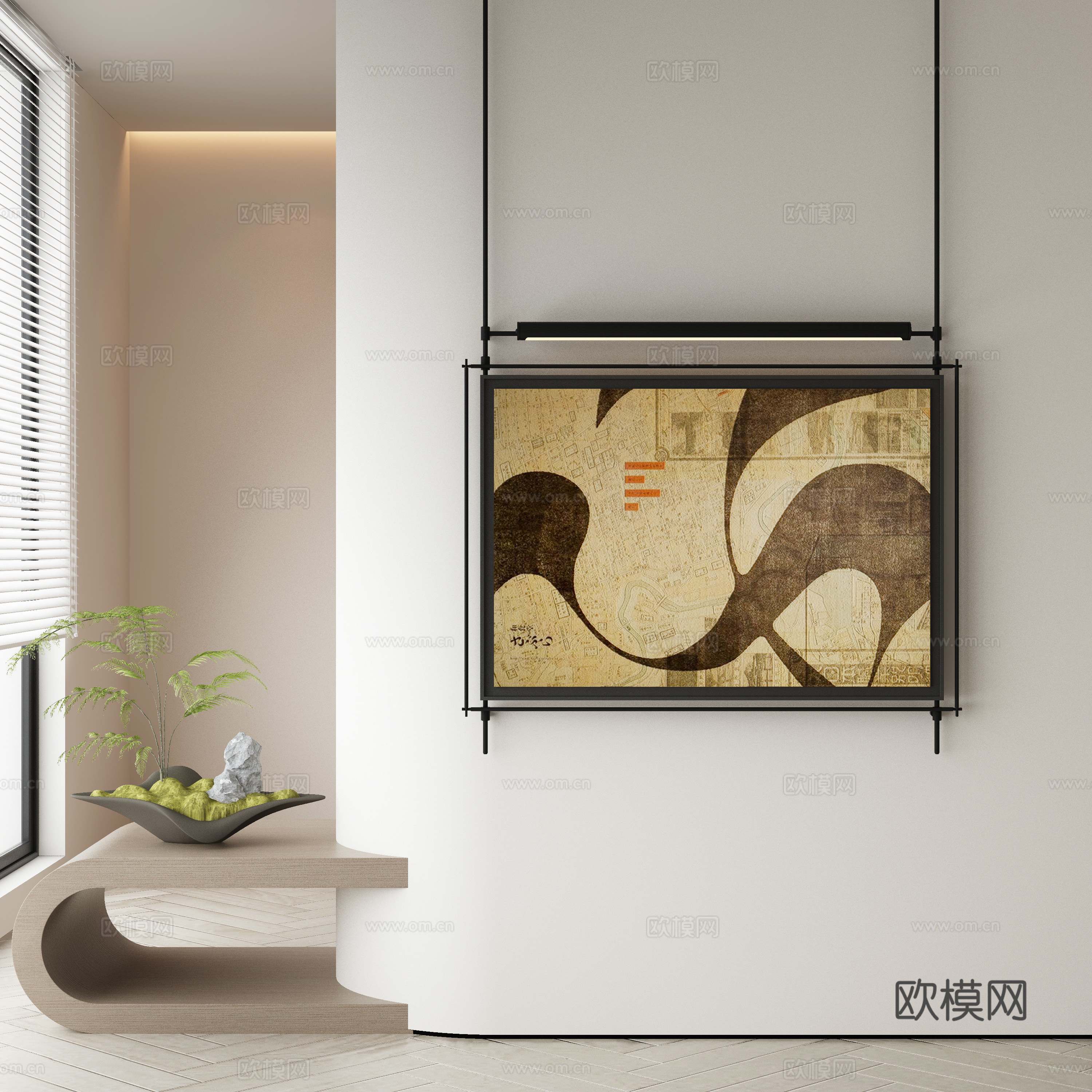 新中式肌理画 装饰画3d模型