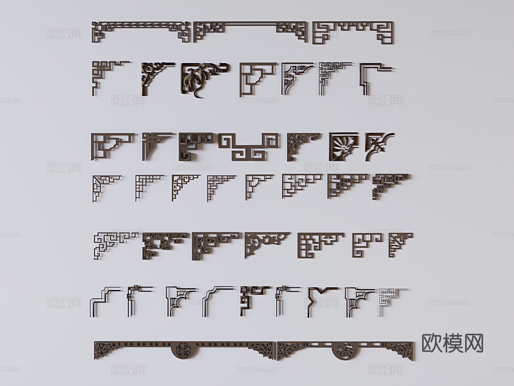 新中式镂空雕花 角花 花格角线su模型下载（渲染图2）