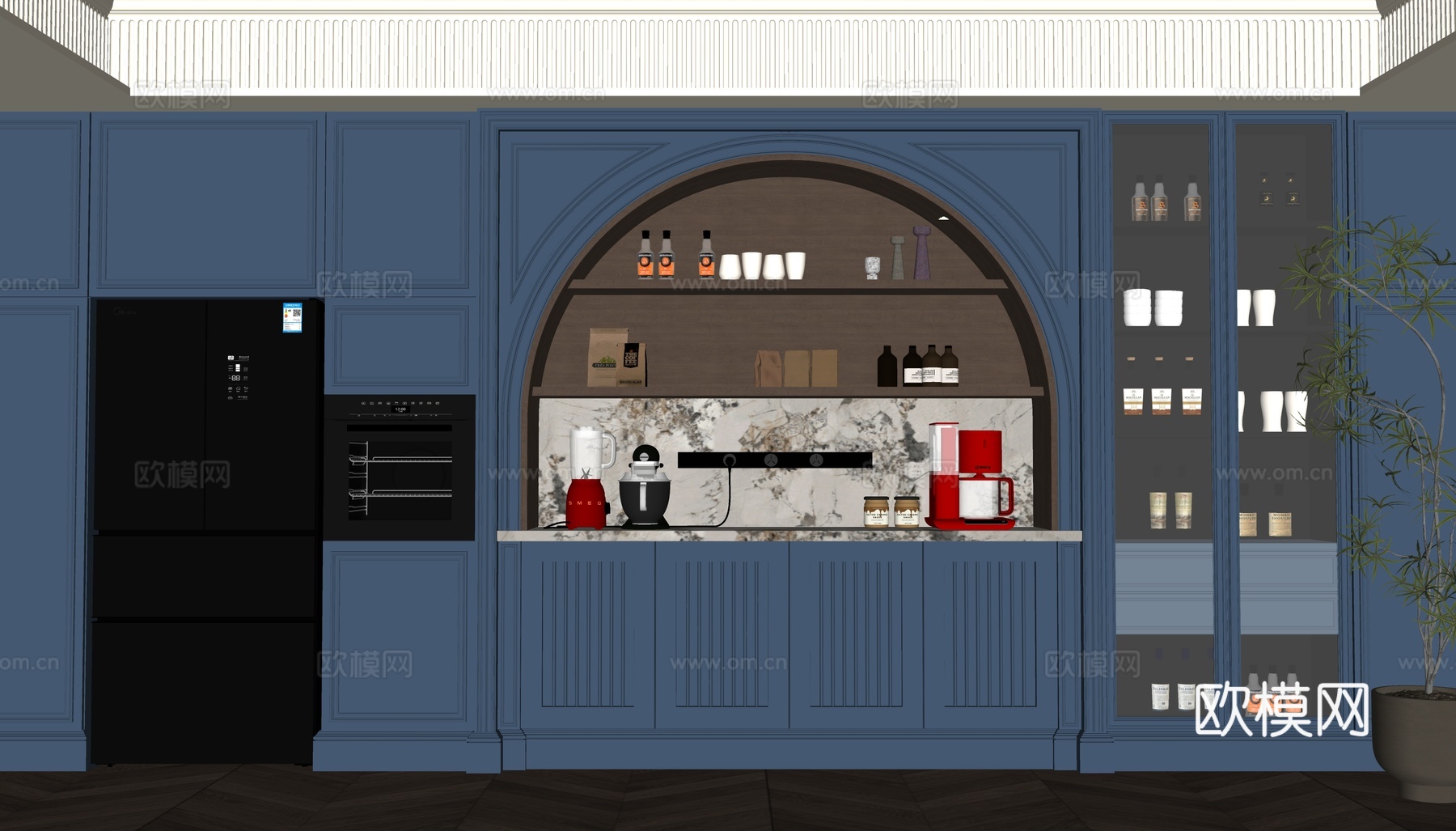 法式餐边柜su模型下载（渲染图1）