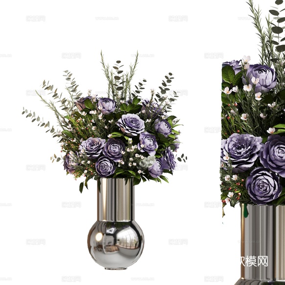 花瓶 花艺 鲜花 插花3d模型下载