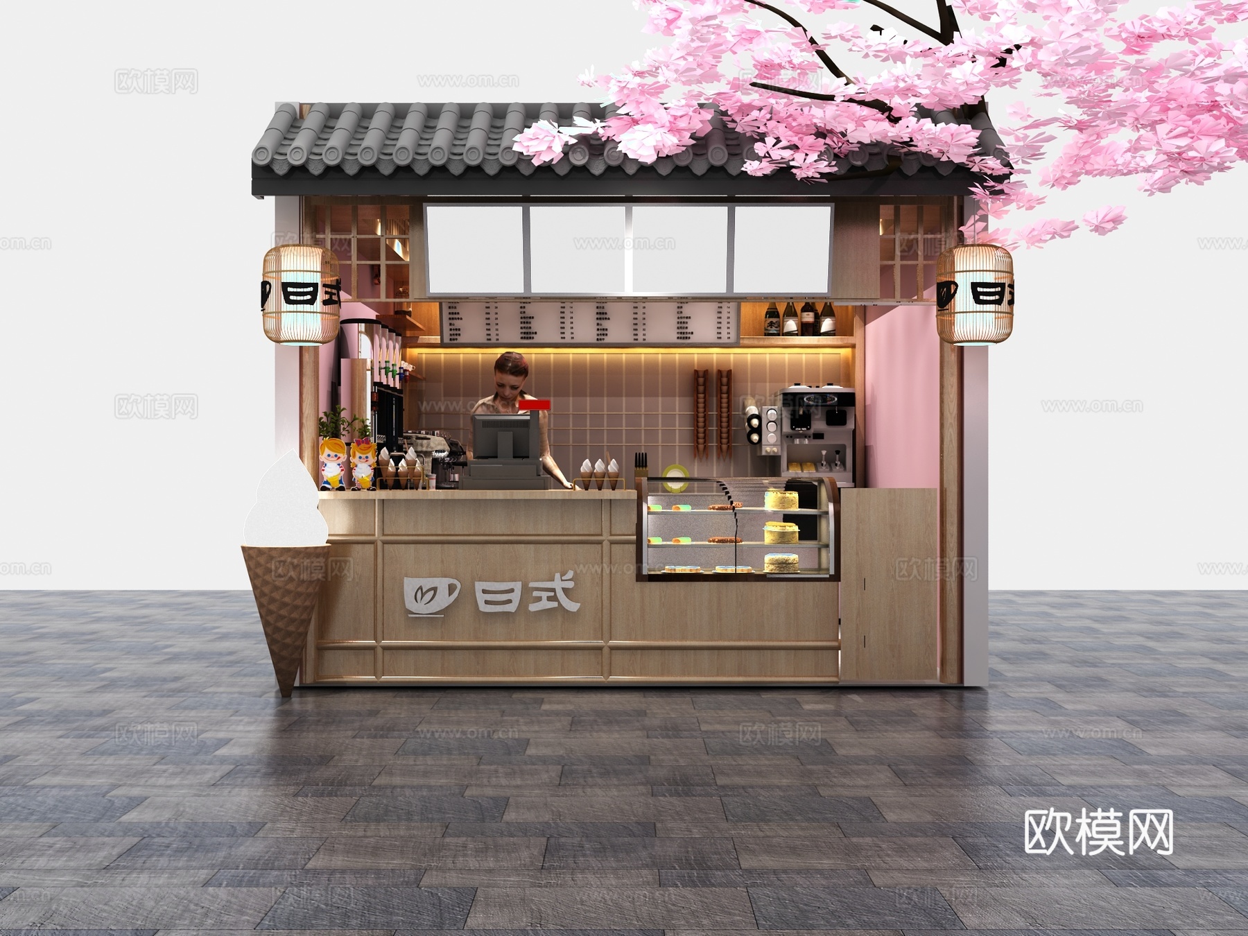 日式冰淇淋店 小吃店3d模型