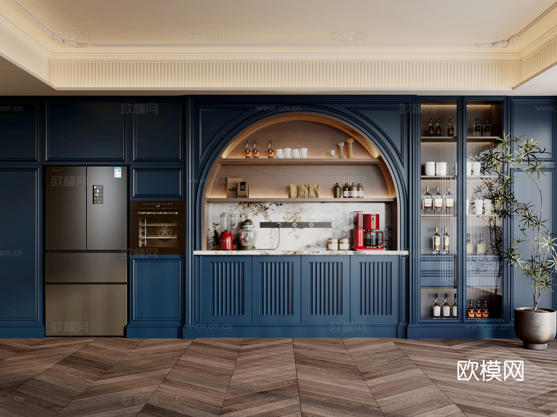 法式餐边柜su模型下载（渲染图2）