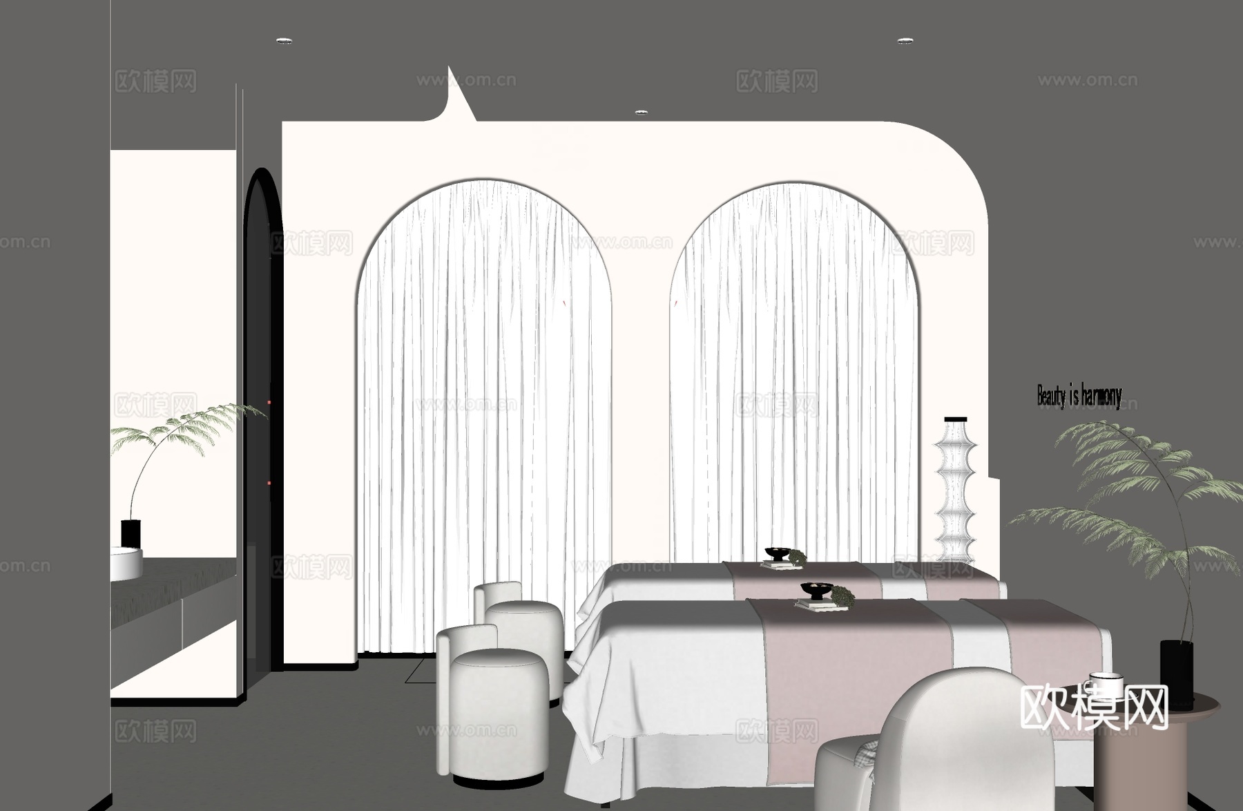 现代美容spa包间su模型下载（渲染图1）