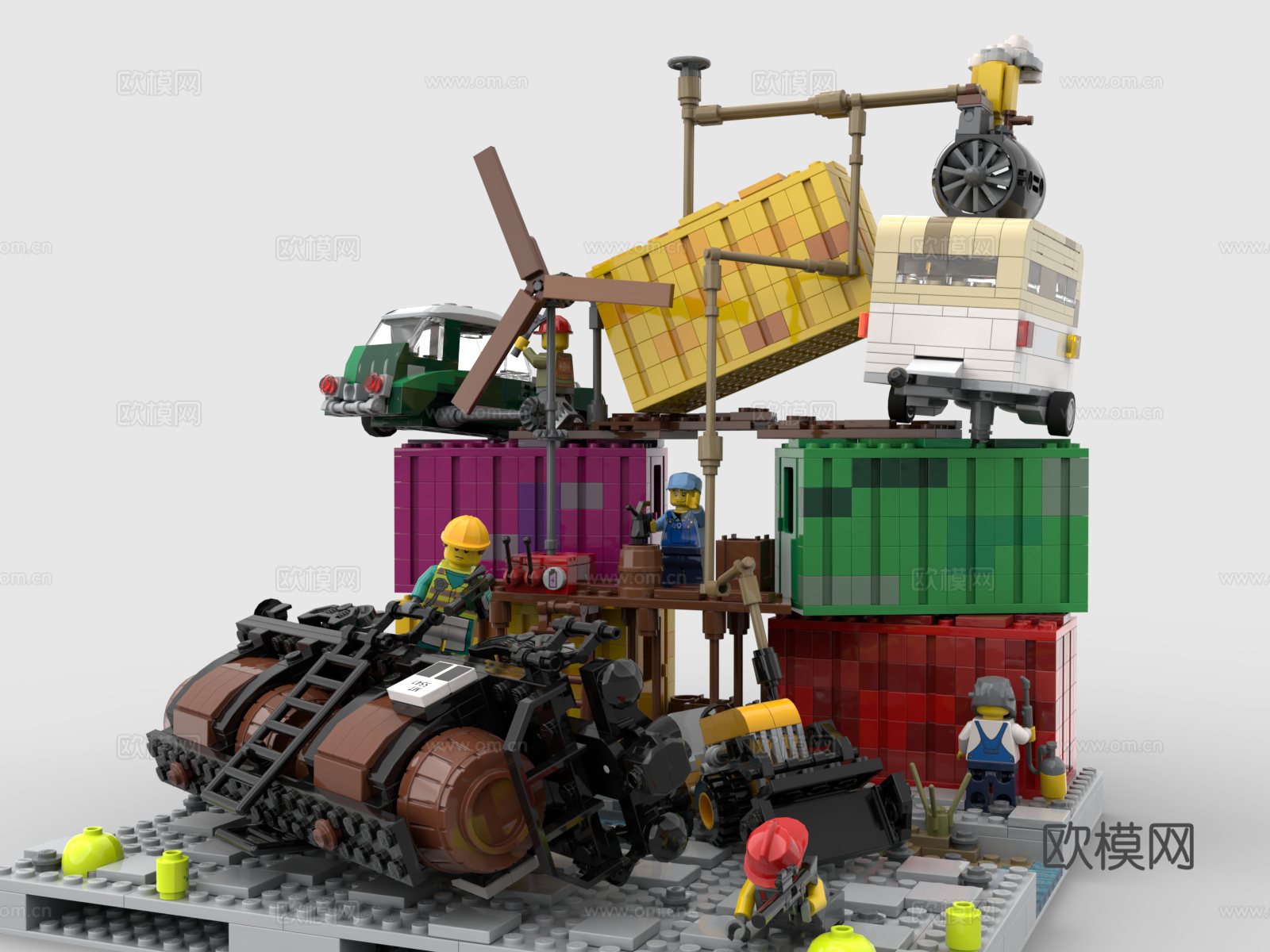 乐高 LEGO 玩具 积木 旧车场 场景 废品场 拆车场3d模型