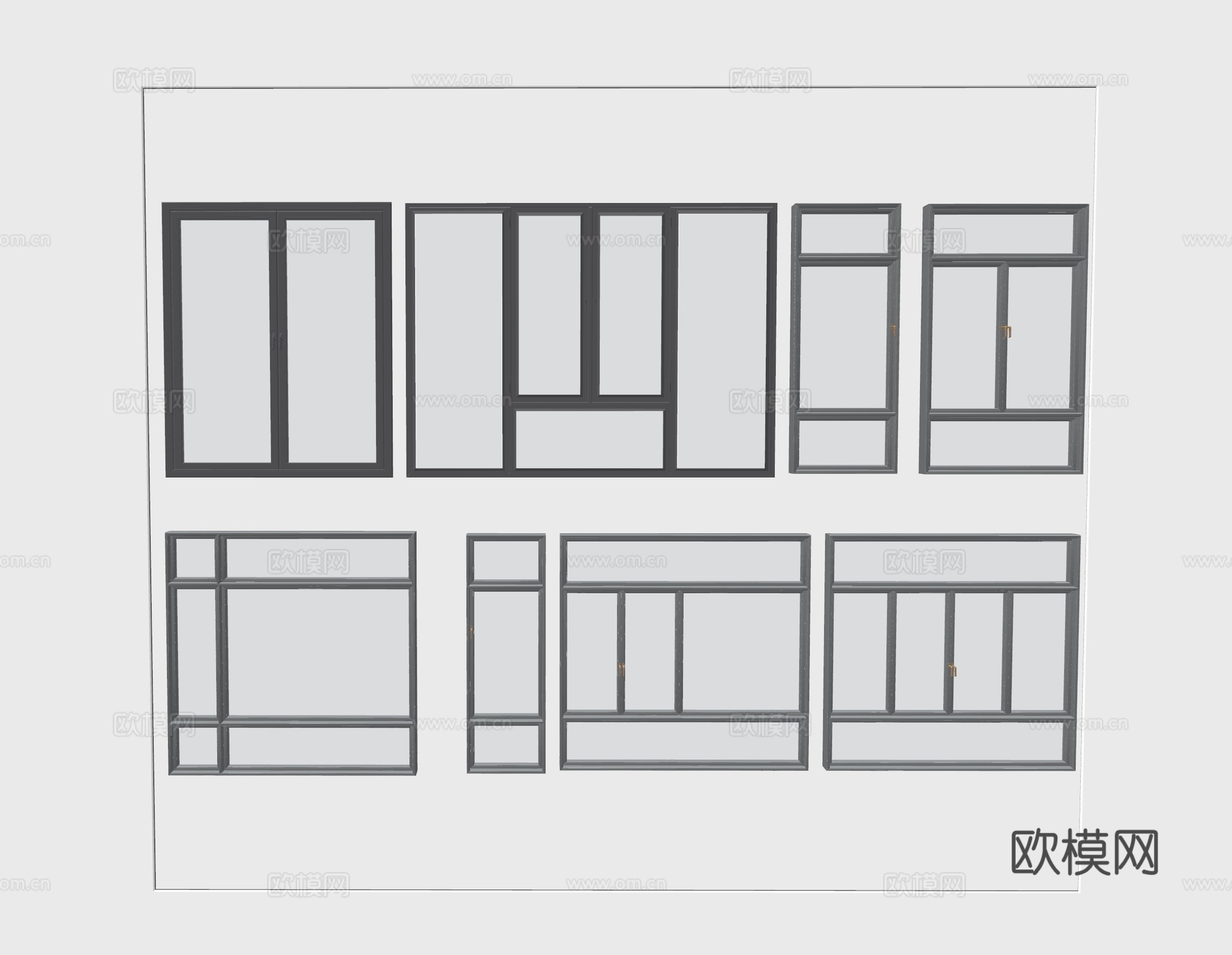 现代窗户 玻璃窗 落地窗 阳台窗 推拉窗su模型