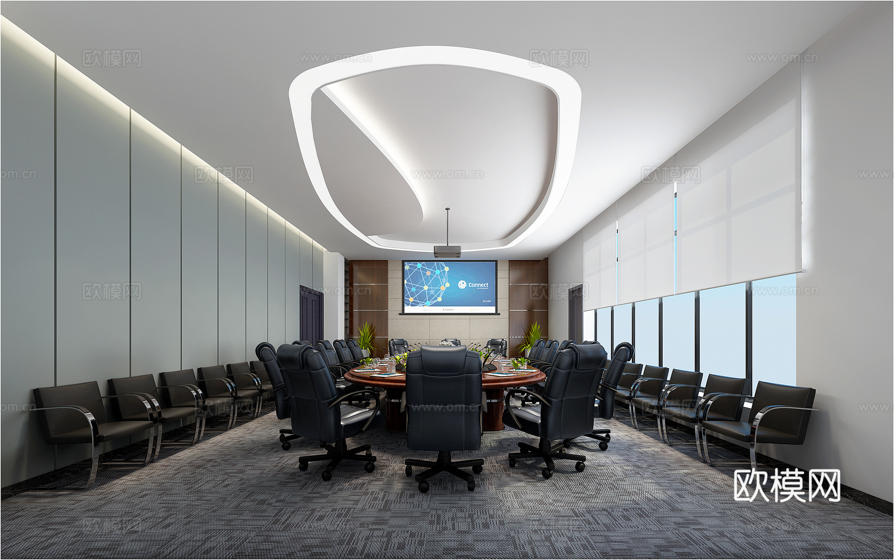现代大会议室3d模型下载（渲染图2）
