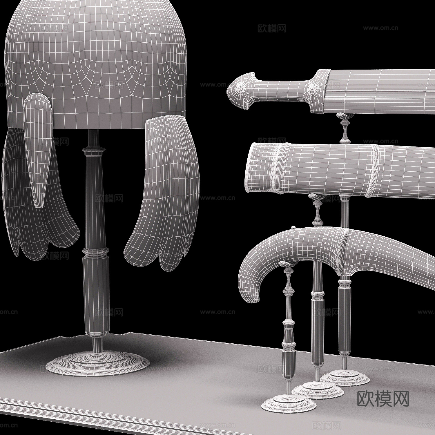 欧式头盔 匕首 刀3d模型