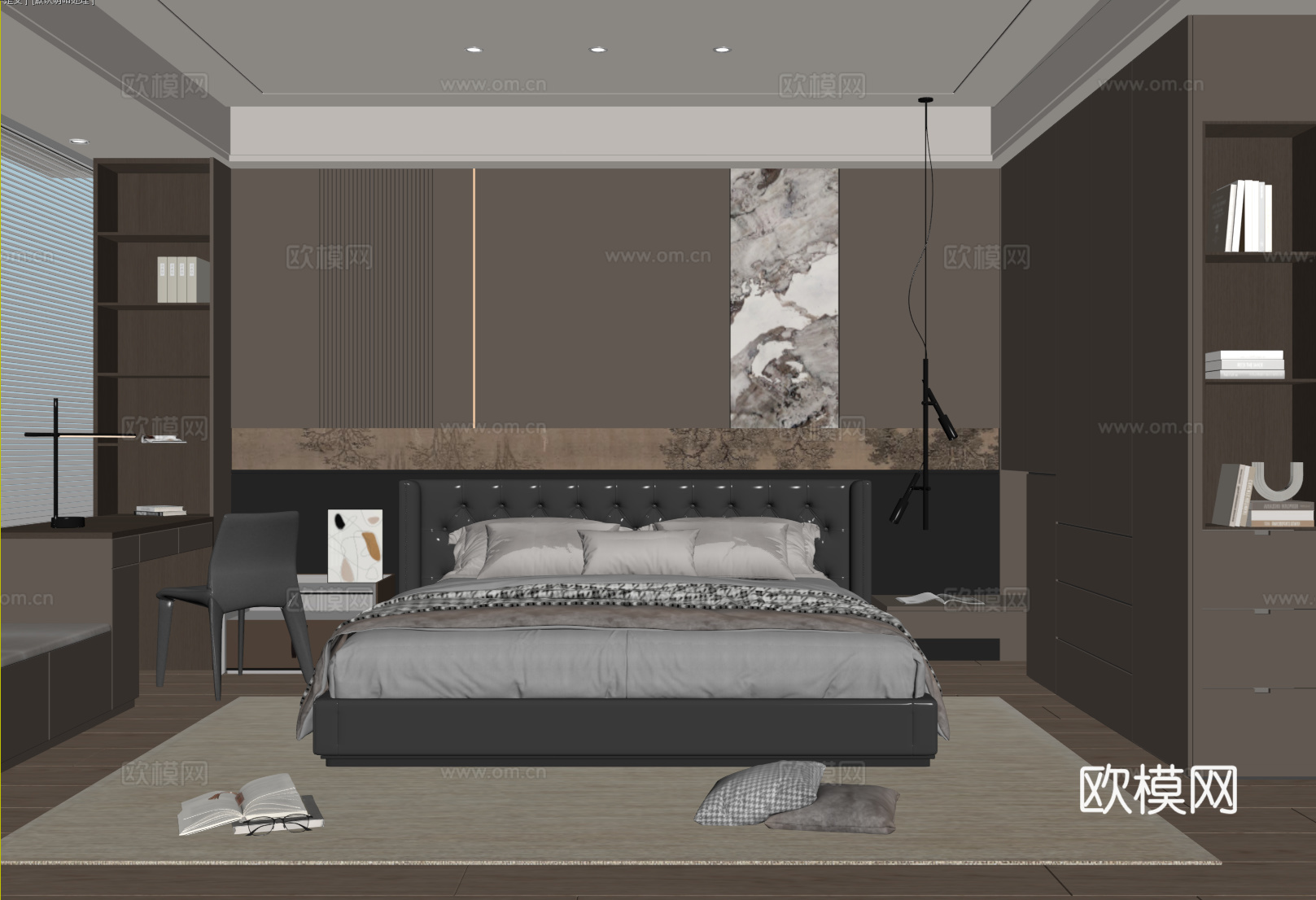 意式卧室 主卧su模型下载（渲染图1）